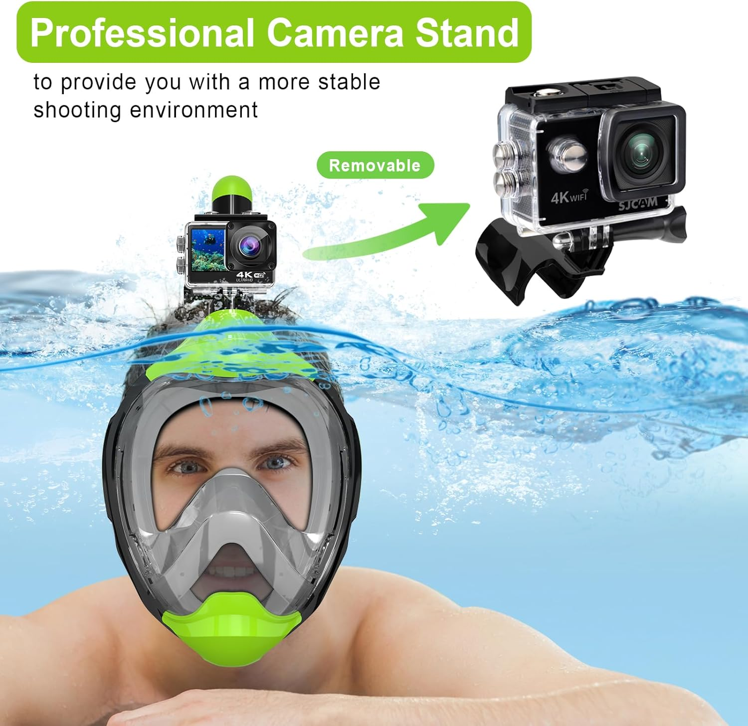Emsina-Full Face Snorkel Mask Adult the Perfect Snorkeling Gear for Adults and Kids, Upgrade Dry Top Breathing System-New Flowtech Design- Foldable Panoramic View, anti Leak&Fog image number 4
