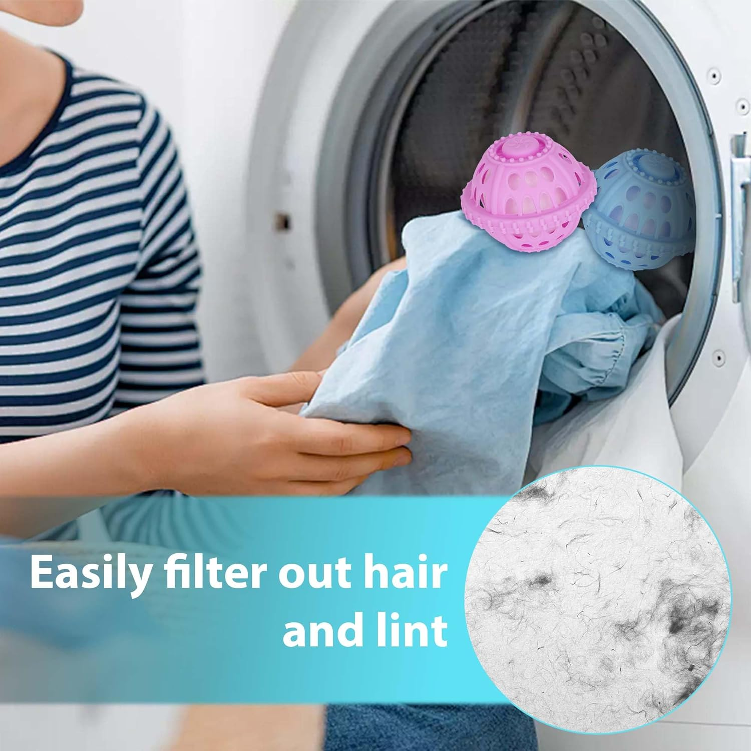 Reignsword 4 Pack Pet Hair Remover for Laundry, Anti-Entanglement Reusable Floating Dog Cat Fur Dryer Catcher Balls for Washing Machine, Lint Trap Cleaner & Pet Hair Lint Catcher for Clothes image number 5