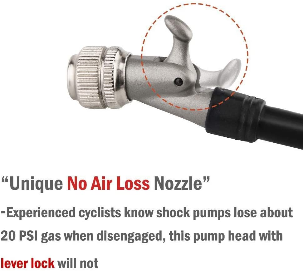 GIYO High Pressure Shock Pump, (300 PSI Max) Fork & Rear Suspension, Lever Lock on Nozzle No Air Loss image number 2