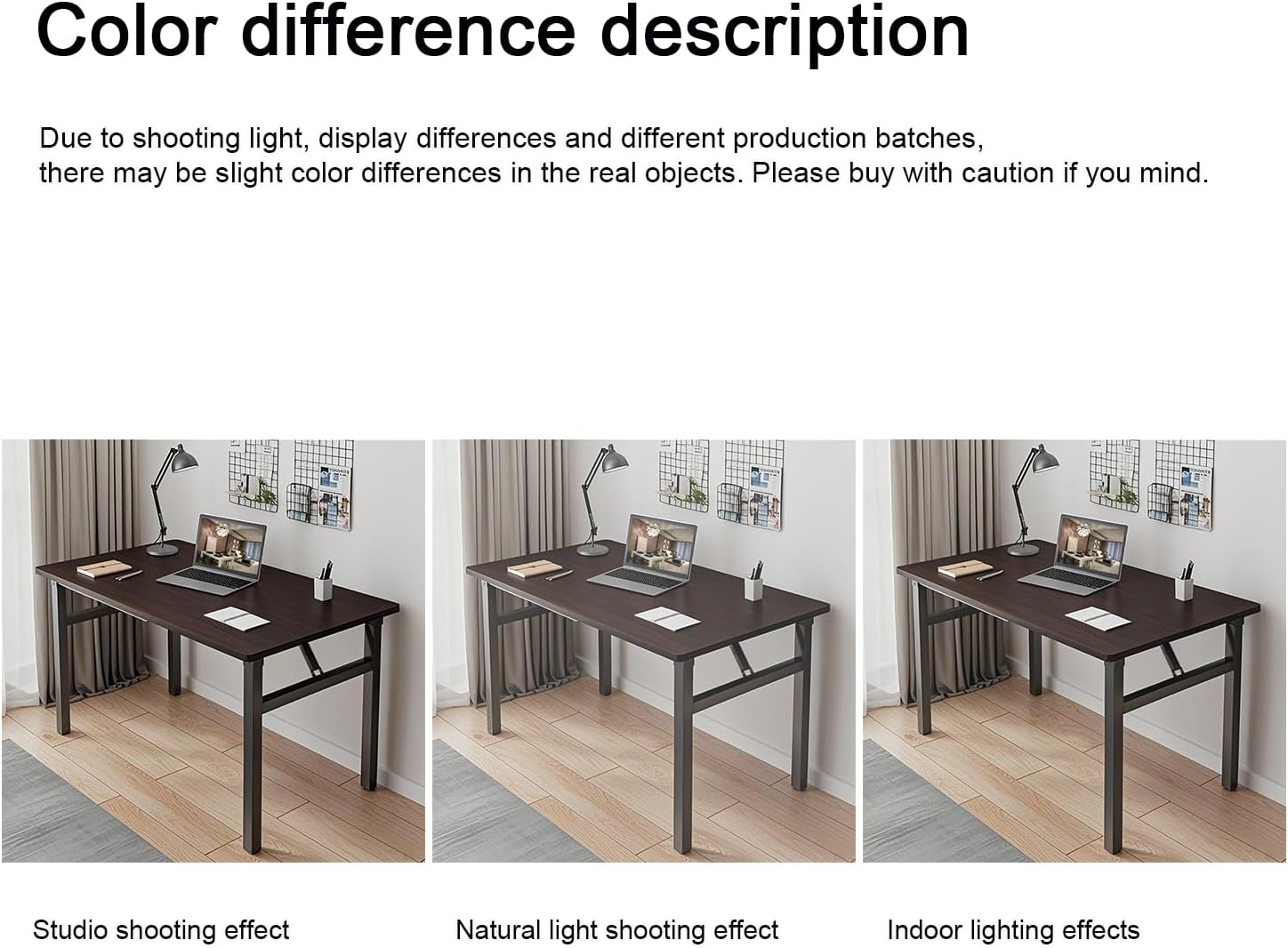 Folding Desk, Foldable Desk for Small Spaces, Space Saving Computer Table Writing Workstation for Home Office, Easy Assembly (Dark Walnut, 80 X 50 X 75 CM) image number 1