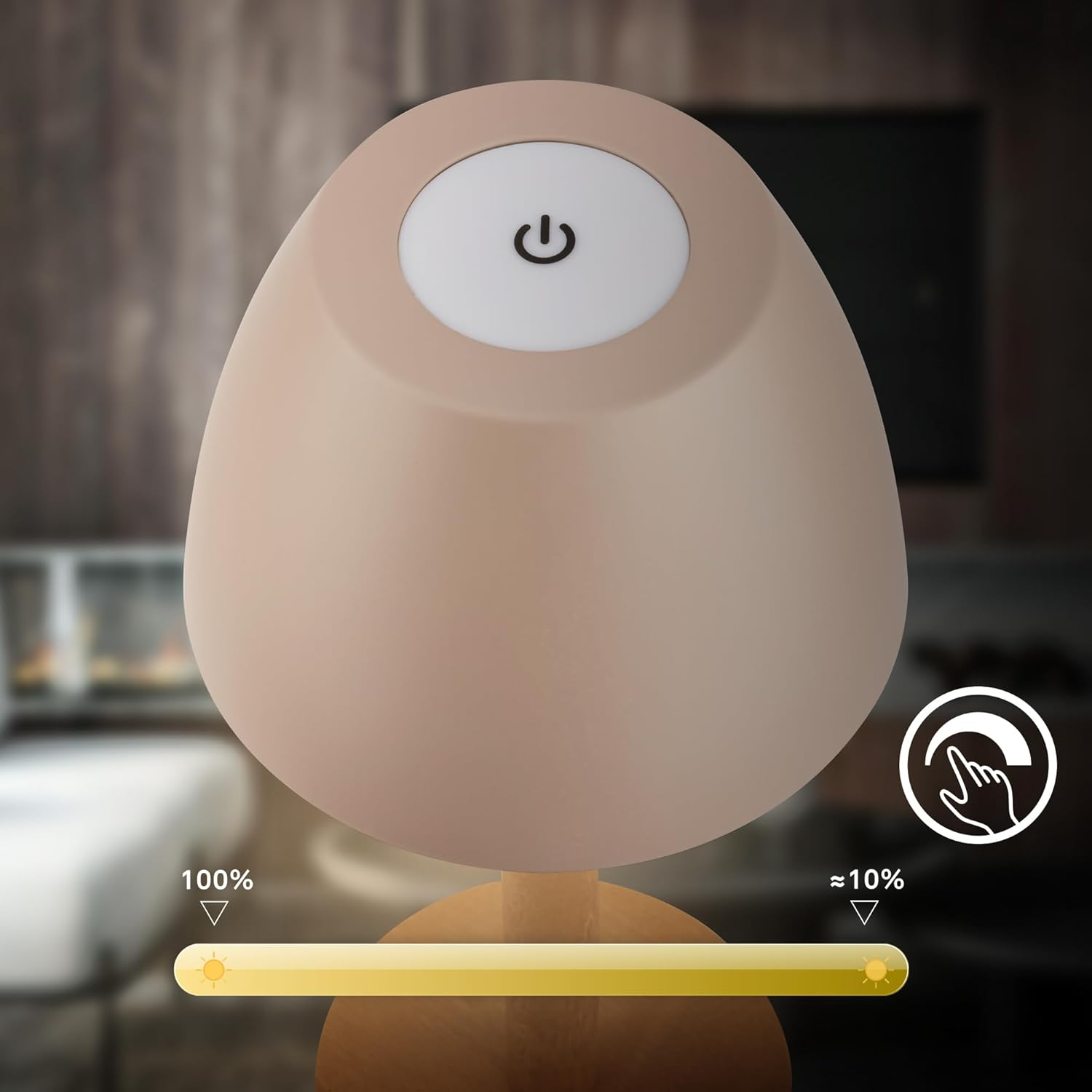 BRILONER - LED Table Lamp Wireless IP44 with Touch, Dimmable, Battery Replaceable, Bedside Lamp, Reading Lamp, LED Lamp, Camping Lamp, Table Lamp, Battery Lamp, Outdoor Lamp, 13.5 X 30 Cm, Beige Wood image number 1