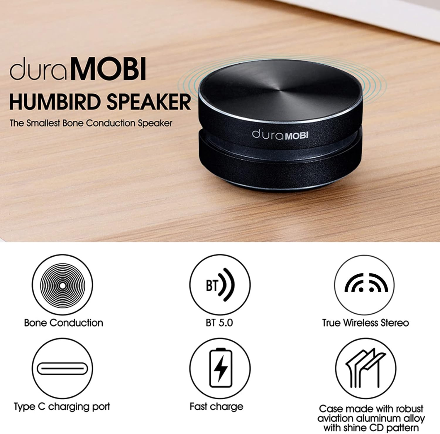 Domary 1 Pack Wirelessly BT Speaker Bone Conduction Speakers Mini Portable Loud Stereo Sound Built-In Mic Sound Box image number 6