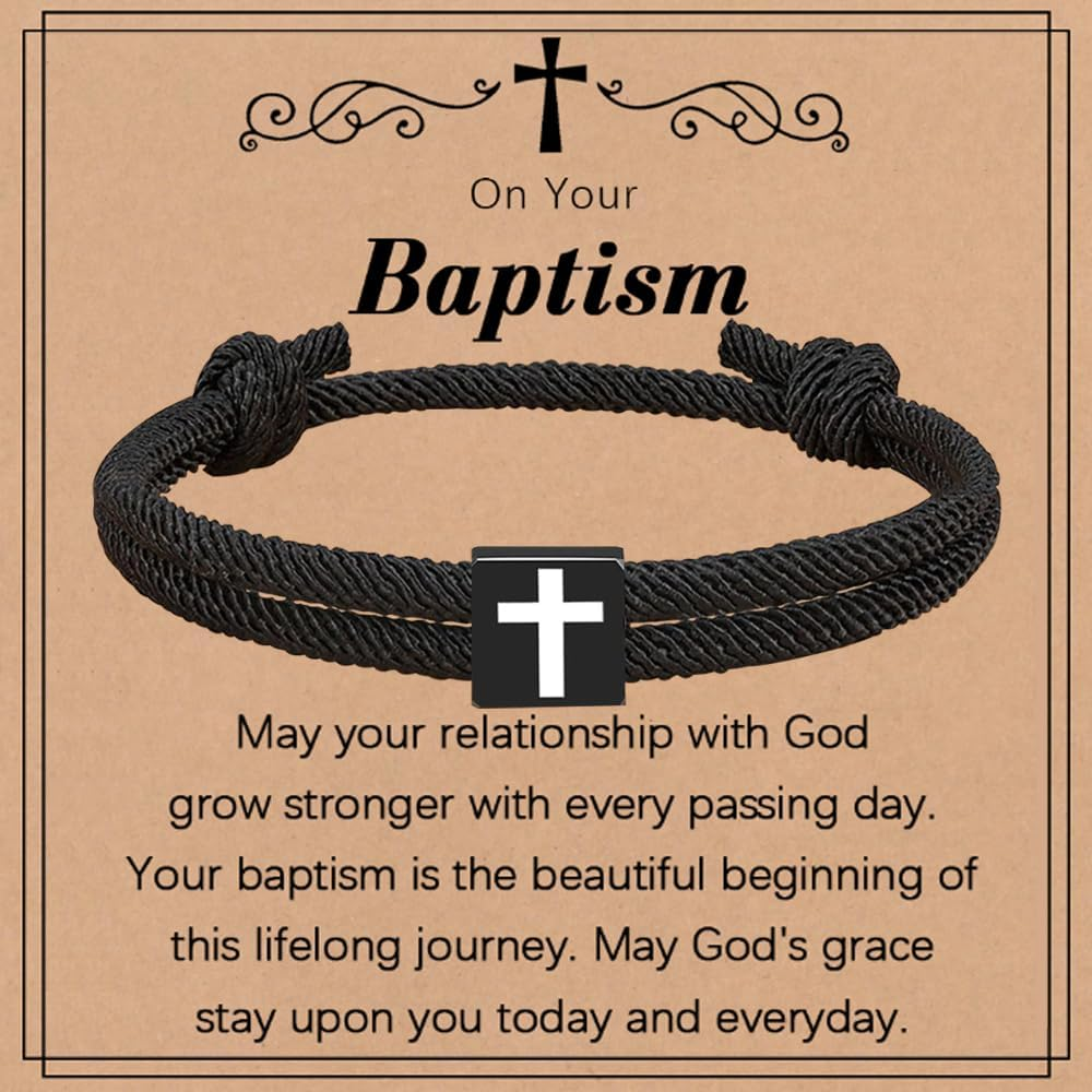 Meliatomia Baptism Gifts for Boys,Braided Rope Cross Bracelet Gift for First Communion Boys,Christian Christening First Holy Communion Gifts for Boys Girls Kids image number 5