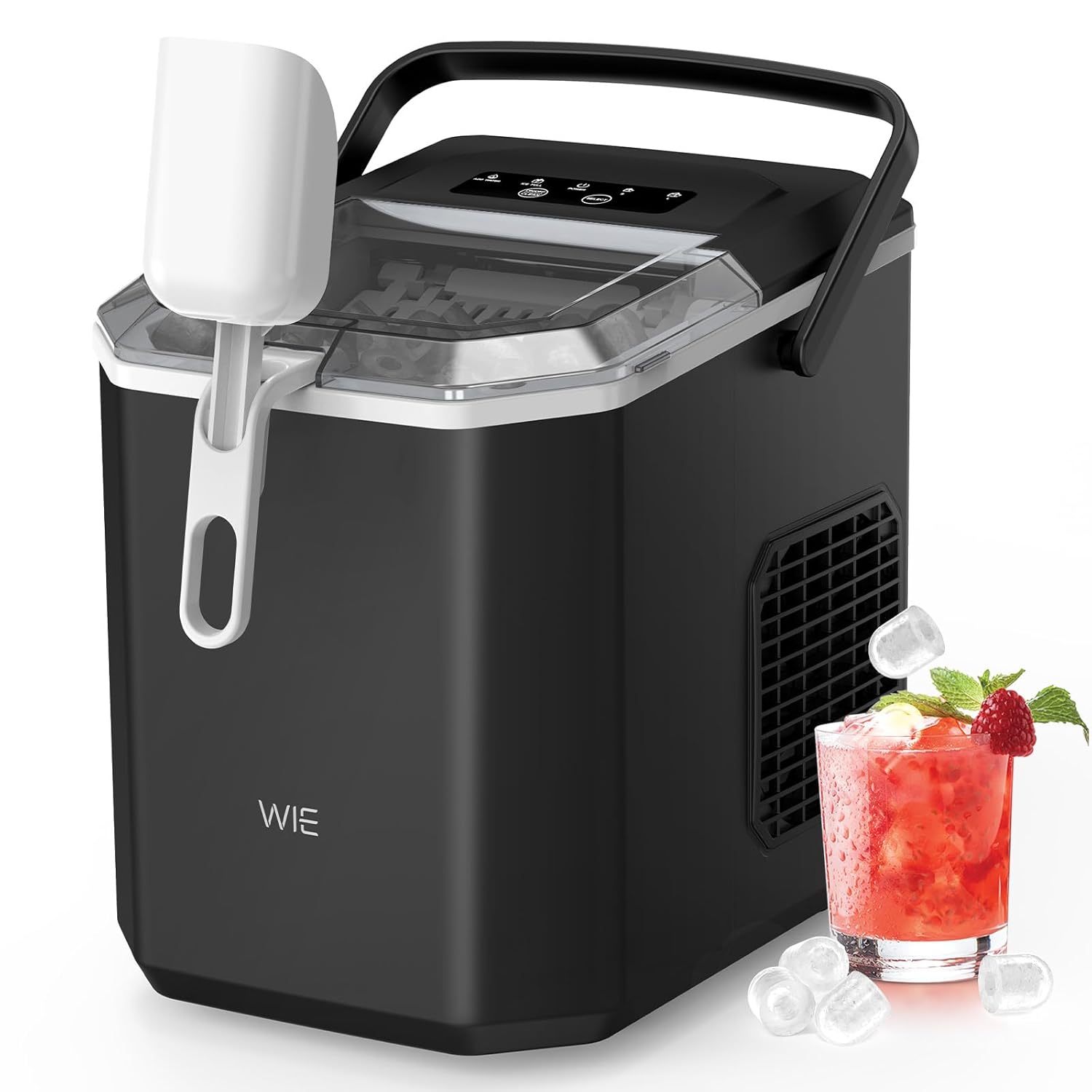 WIE Ice Maker Portable Ice Machine 12Kg/24H with Self-Cleaning, 9 Ice Cubes 2 Sizes Ready in 6 Mins, Ice Maker with Handle, Quiet with Basket and Scoop, 1.3L Water Tank for Home,Kitchen,Office,Camping image number 6
