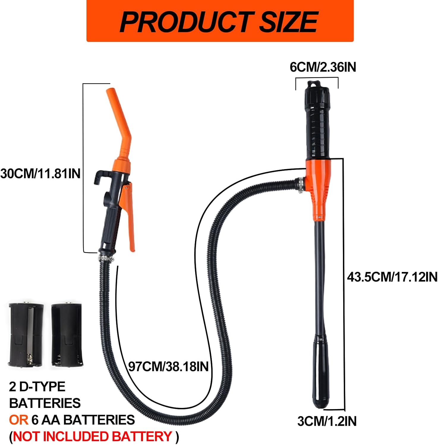 Electric Transfer Pump,Portable Power Battery Pump with Flow Control Nozzle,2.4 Gallons/Min Battery Operated Electric Siphon Pump,Fuel Transfer Pump Suitable for Cars,Motorcycles,Boats image number 3
