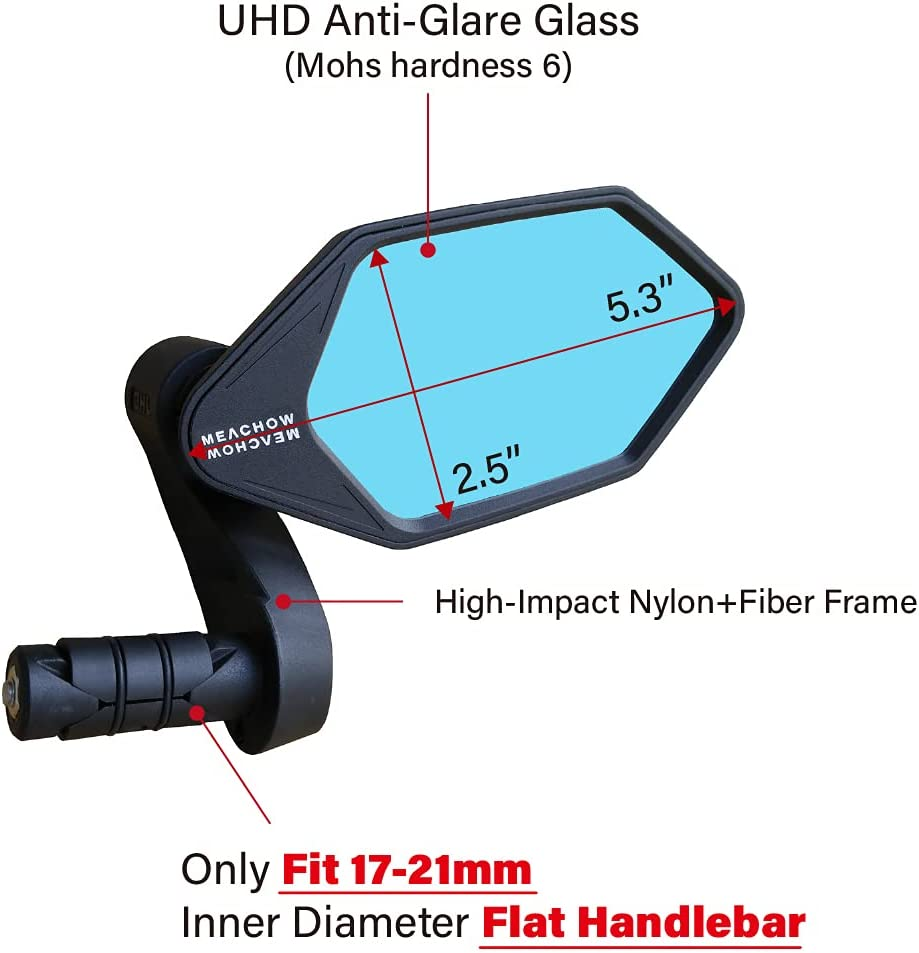 MEACHOW New Bar End Bike Mirror, Crystal UHD Automotive Grade Glass Lens E-Bike Mirrors, Scratch Resistant, Safe Rearview Mirrors, (Blue Right Side) ME-022RB image number 2
