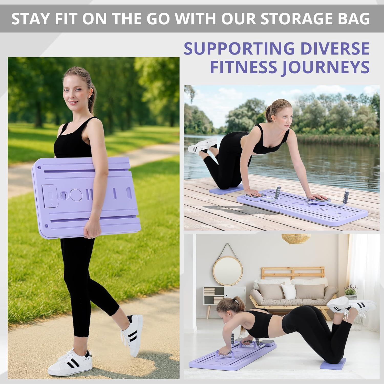 PFATURKHN Pilates Board, Pilates Reformer Set, Multi-Purpose Foldable Pilates Reformer Board for Home, 5 In1 Pilates Sliding Board, Pilates Equipment(With Phone Holder) image number 6