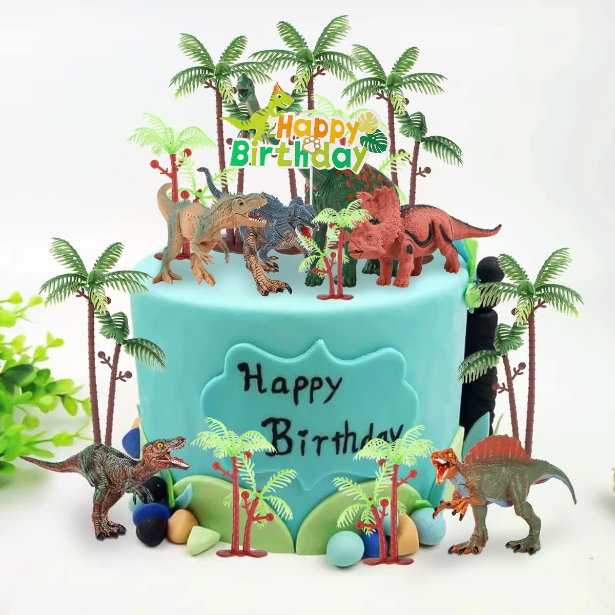 Dinosaur Cake Decorations Cupcake Topper Dinosaur Cake Toppers for Kids Birthday Baby Shower Party Supplies 18PCS image number 6