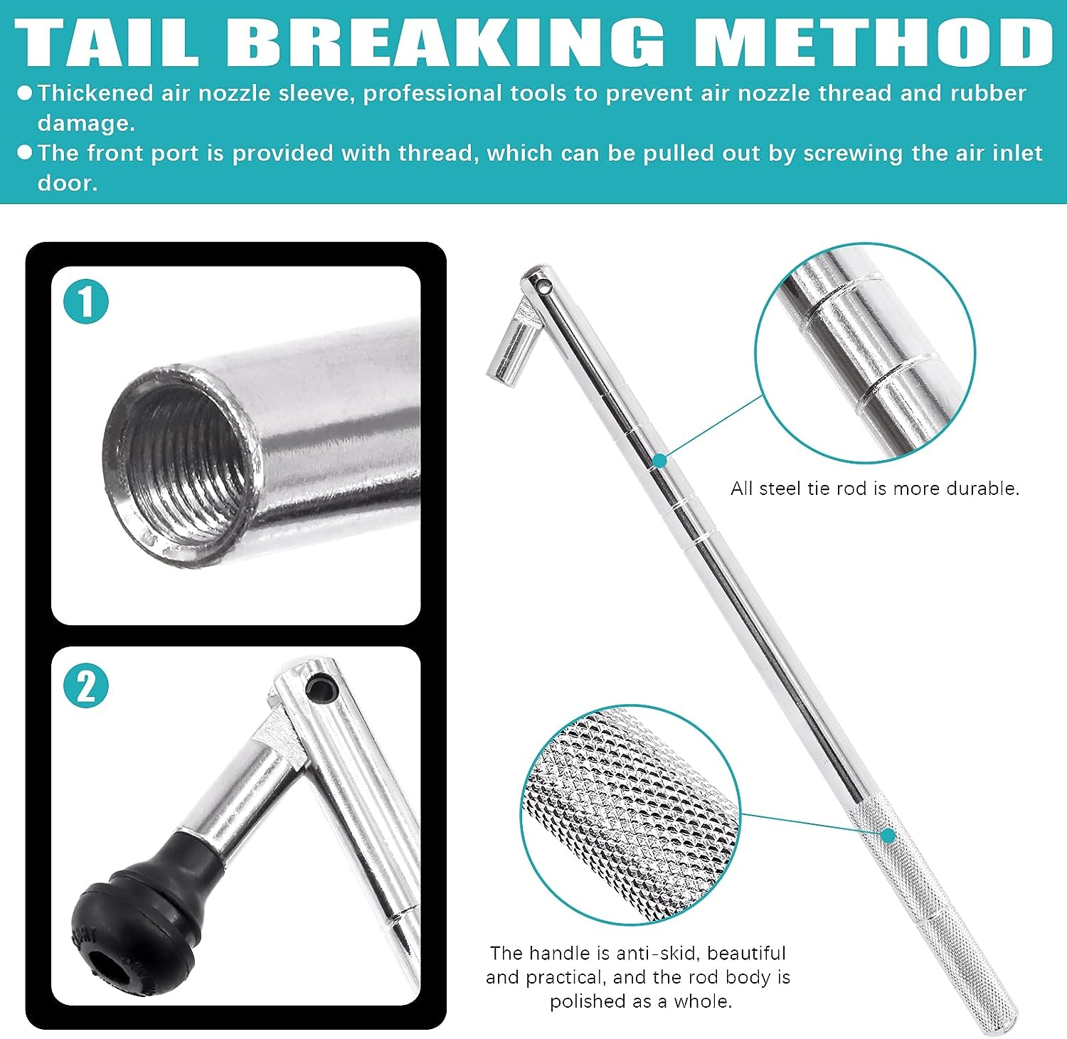 76Pcs Tire Patch Auto Repair Tool Kit Includes Valve Stem Remover Puller, Valve Core Remover, Tire Patch Roller, 4-Way Valve Tool, Valve Cores, Valve Core Removal Key Single Head Valve Remover image number 1