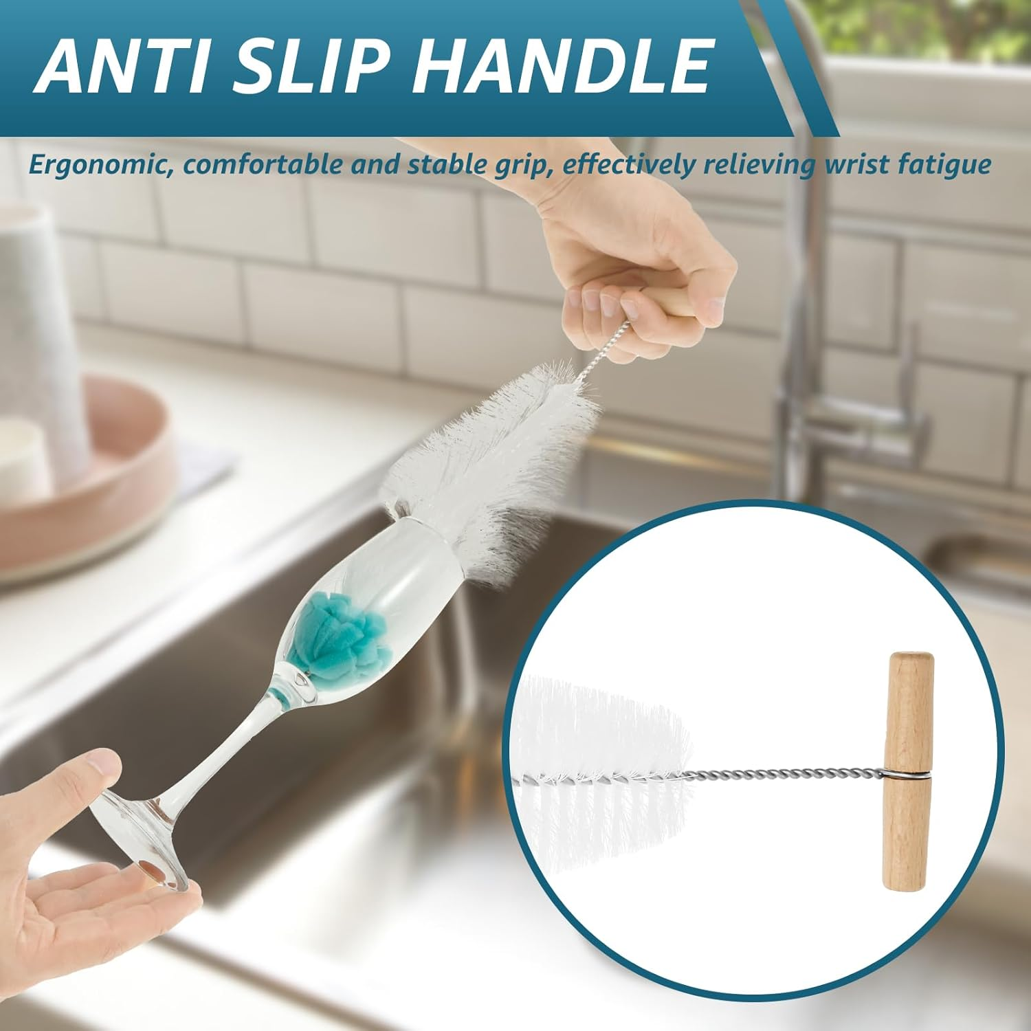 Awobepl 2Pcs Glass Cleaning Brush Set,Deep Washing Bottle Cleaning Brush Set,With Non Slip Handle,Efficient Bottle Cleaner Tool for Jar image number 4