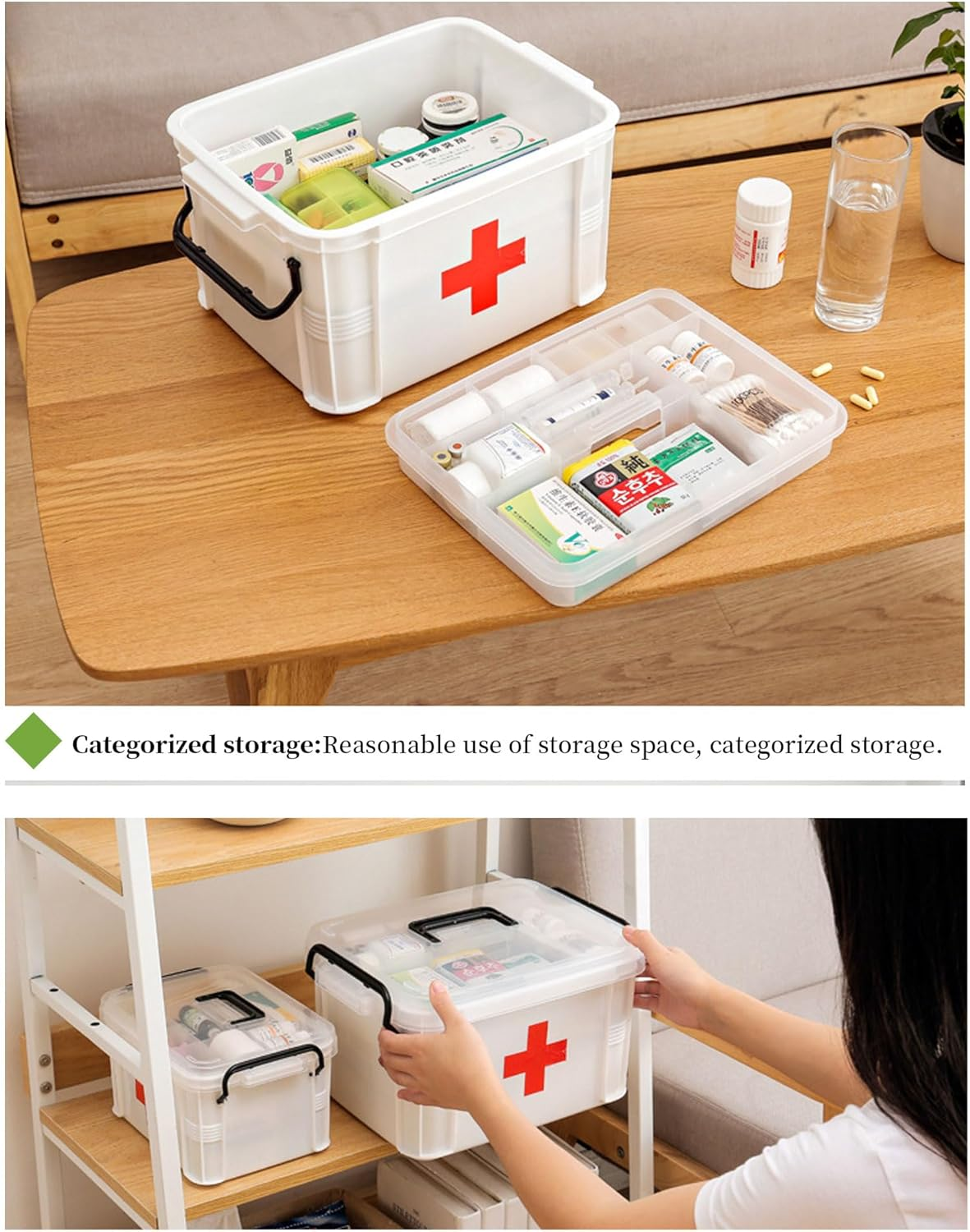 TRMFUSA Medicine Chest with Handle First Aid Kit II - 34.5 * 23 * 19 Cm image number 2