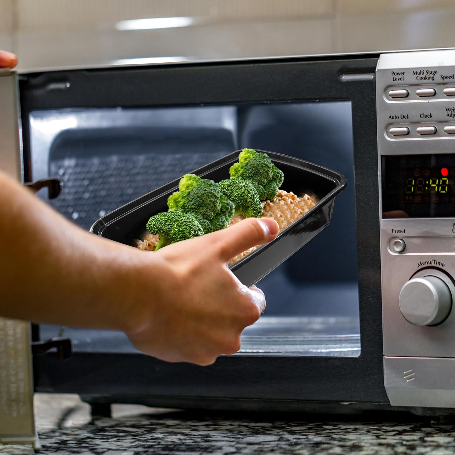 Meal Prep Container 35-Set 830Ml - Reusable Bpa-Free - Dishwasher/Microwave/Freezer Safe - Black Base/Clear Lids - Ideal for Portion Control, Leftovers - Stackable Food Storage & Meal Prep Containers image number 4