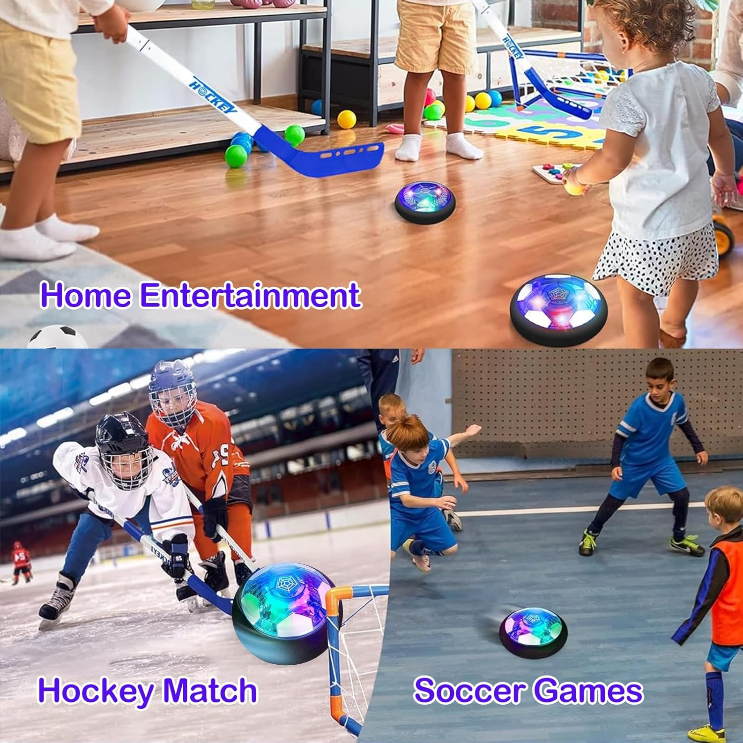 Air Power Football, Indoor Hover Ball, Luminous Floating Ball with LED, Flying Ball, Rechargeable, Football Gifts from 3 4 5 6 7 8-12 Years Boys Girls Outdoor Toy for Children image number 1