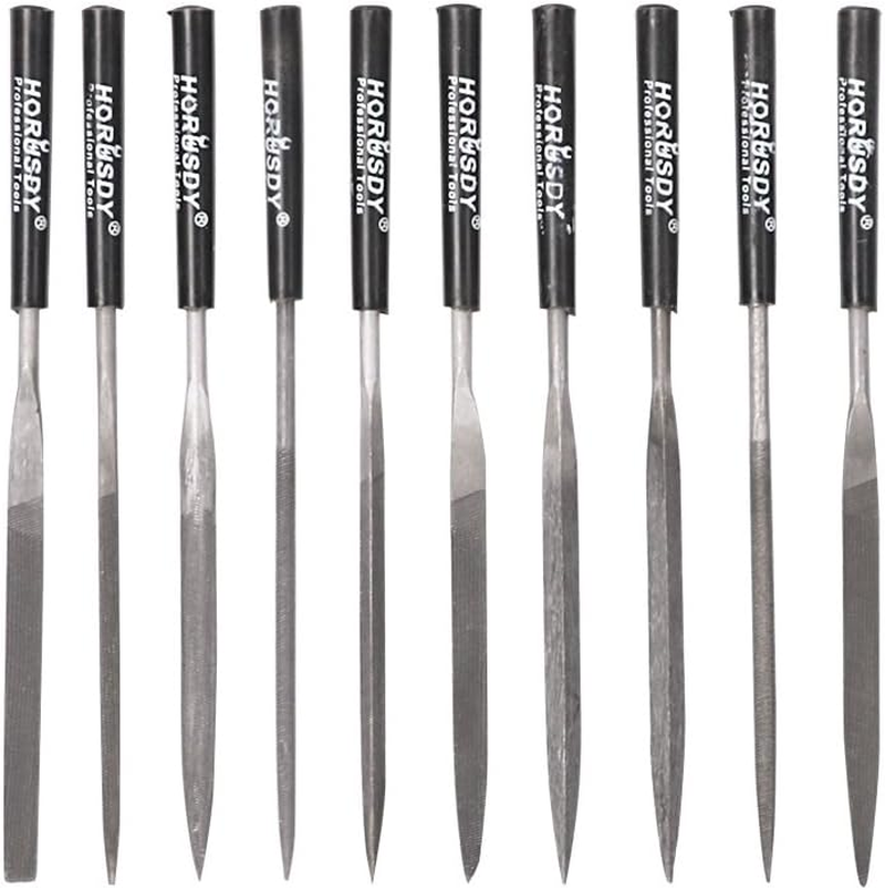Horusdy 10-Piece Diamond Mini Needle File Set 160X4Mm 150 Grit for Metal Jeweller Wood Carving Craft image number 4
