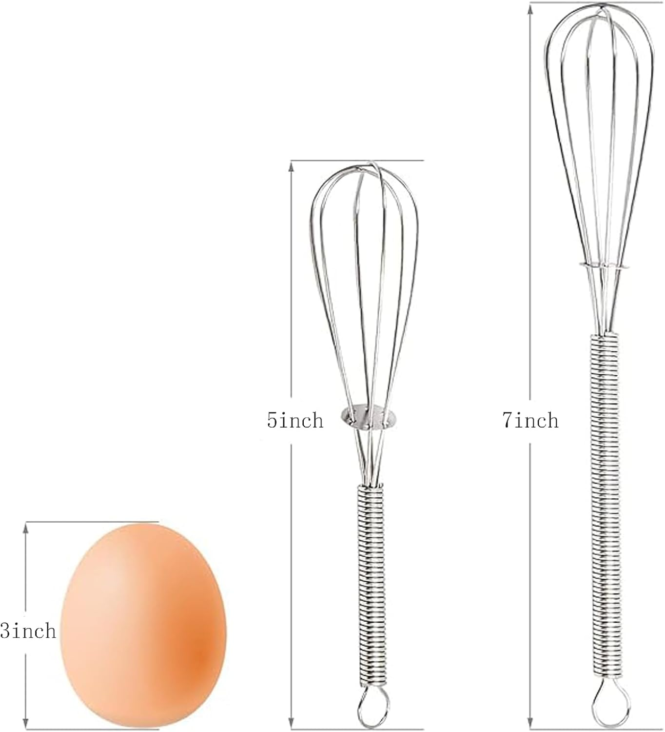 2 Piece Mini Whisk (Stainless Steel), 5-Inch and 7-Inch Miniature Mini Whisks for Whisking, Stirring, Mixing Ingredients and Sauces image number 2