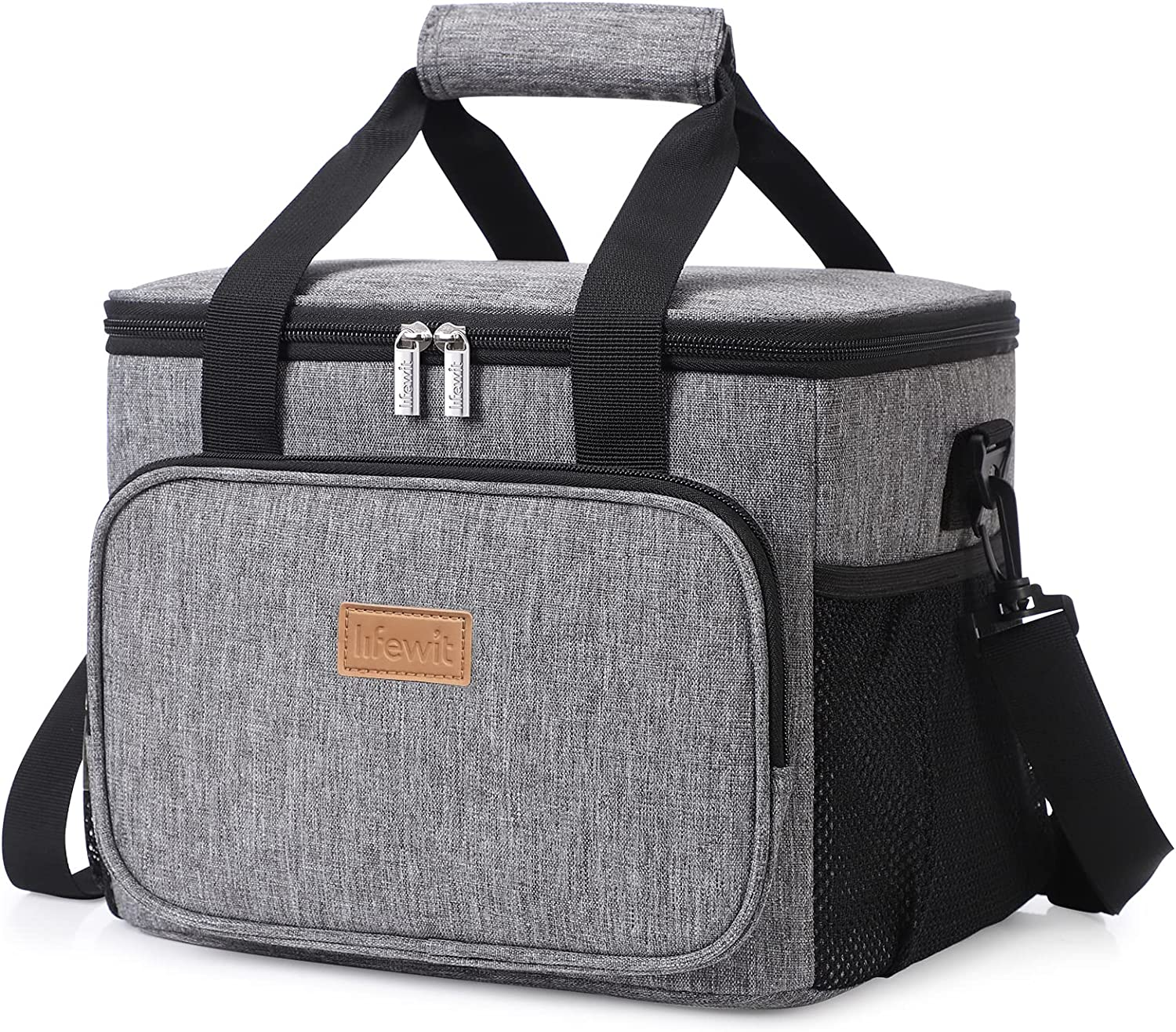 Lifewit Large Lunch Bag Insulated Lunch Box Soft Cooler Cooling Tote for Adult Men Women, Gray 24-Can (15L) image number 2