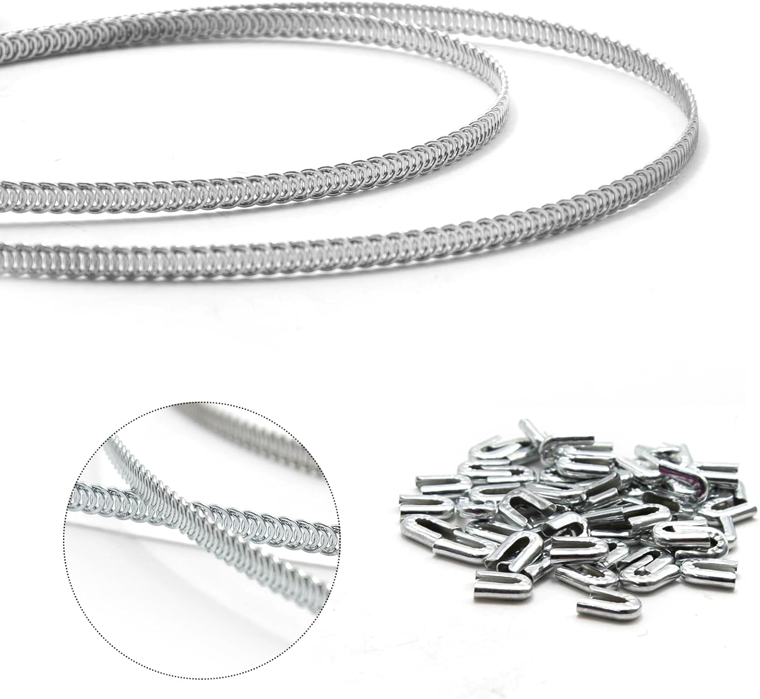 10 Yards 1/4" Metal Steel Corset Boning Spiral Boning Precut with 50 Steel Boning Tips Structure and Form for Sewing Corset, Costume, Collar, Cuff and More (6Mm) image number 1