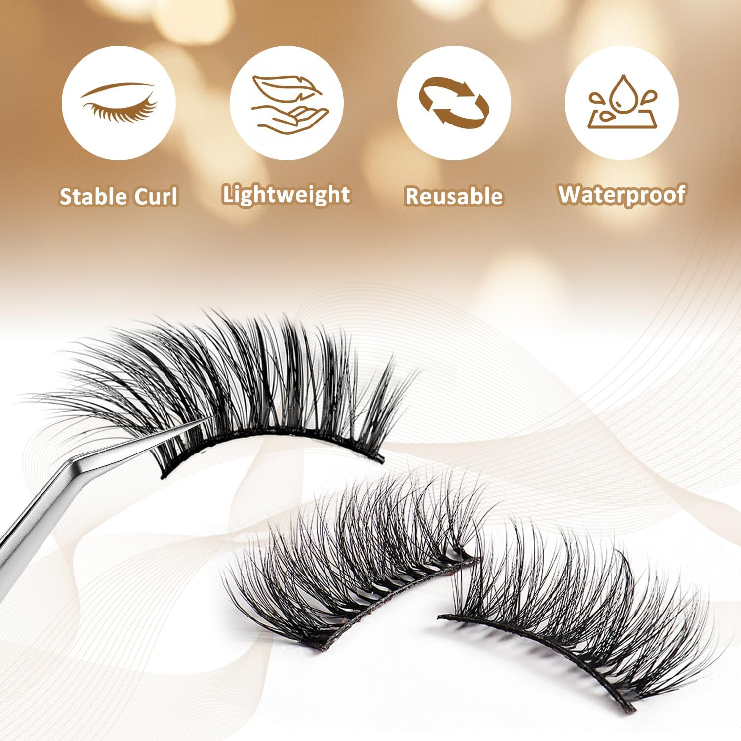 EKIND Half Eye False Eyelashes - 3D Volume Slant for Stage Makeup,Daily Wear, Perform, Fluffy Extensions Lash Faux Cils Strip (10-Pairs Hybrid Set) image number 5