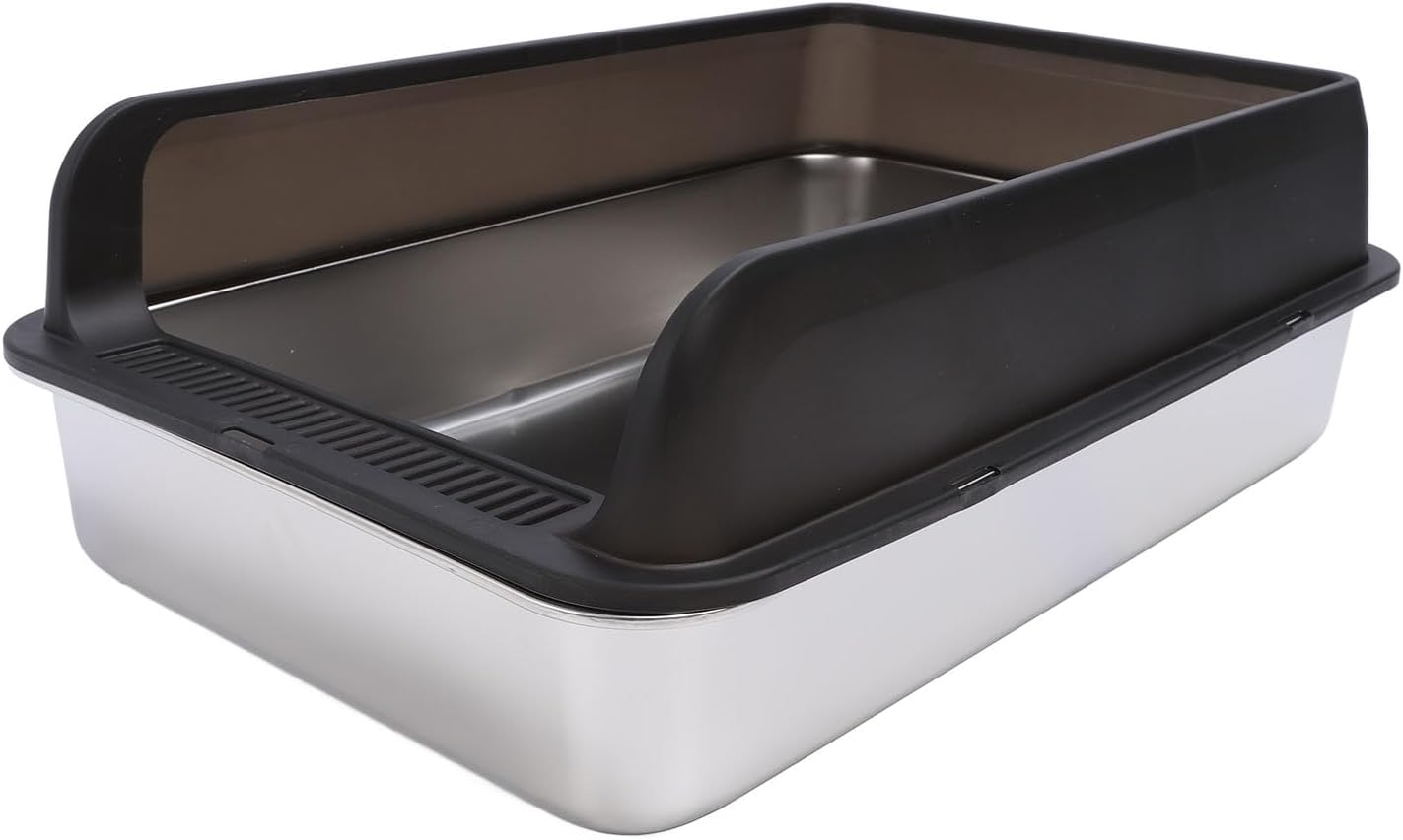 Enclosed Stainless Steel Cat Litter Box with Lid, anti Splashing Odorless Metal Litter Pan Tray with High Wall Sides Enclosure, Non Sticky, anti Leakage, Easy Cleaning (Extra