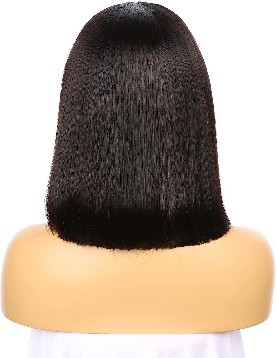 Natural Brown Black 100% Human Hair 4-4 Lace Closure Women Wig, 14 Inch Short Shoulder Length Bob Style Brazillian Hair 150% Density with Baby Hair,Hand Made Wig image number 1