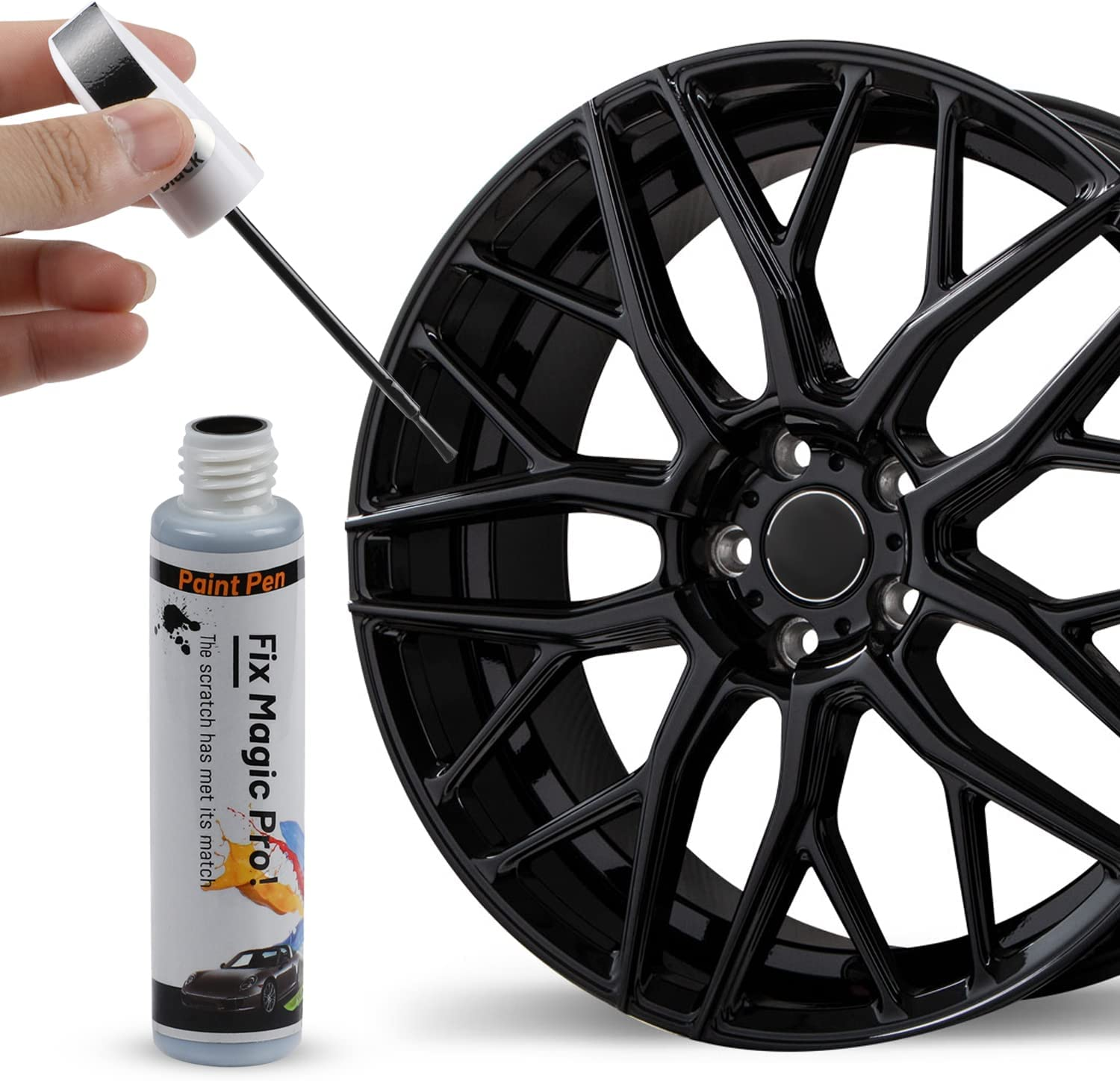 Ouzorp Car Wheel Scratch Fix Rim Touch up Paint Rim Scratch Repair Pen Quick and Easy Wheel（Black）