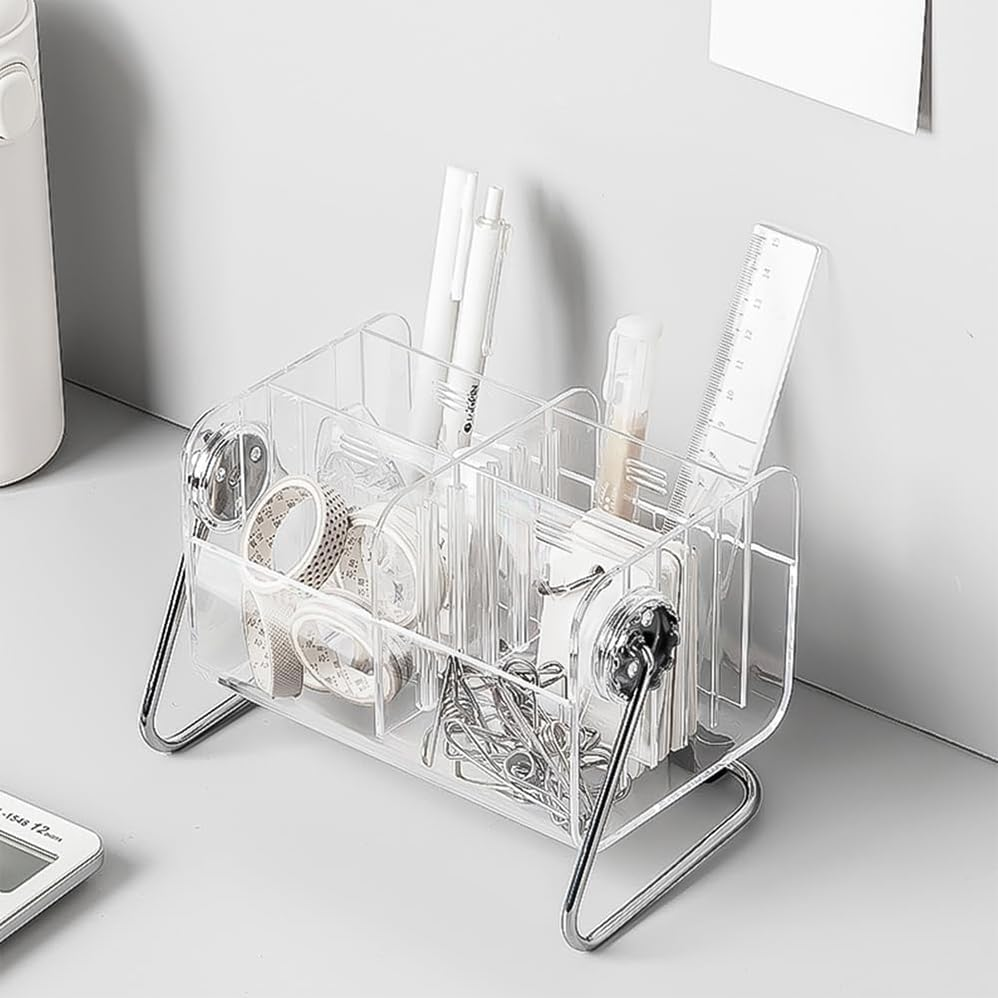 Remote Control Holder Remote Control Holder,Large Capacity Spinning Cosmetics Organizer,Acrylic Pen Holder for Desk Cute Office Supplies,Desktop Storage Dresser Organiser Remote Control Organiser image number 2