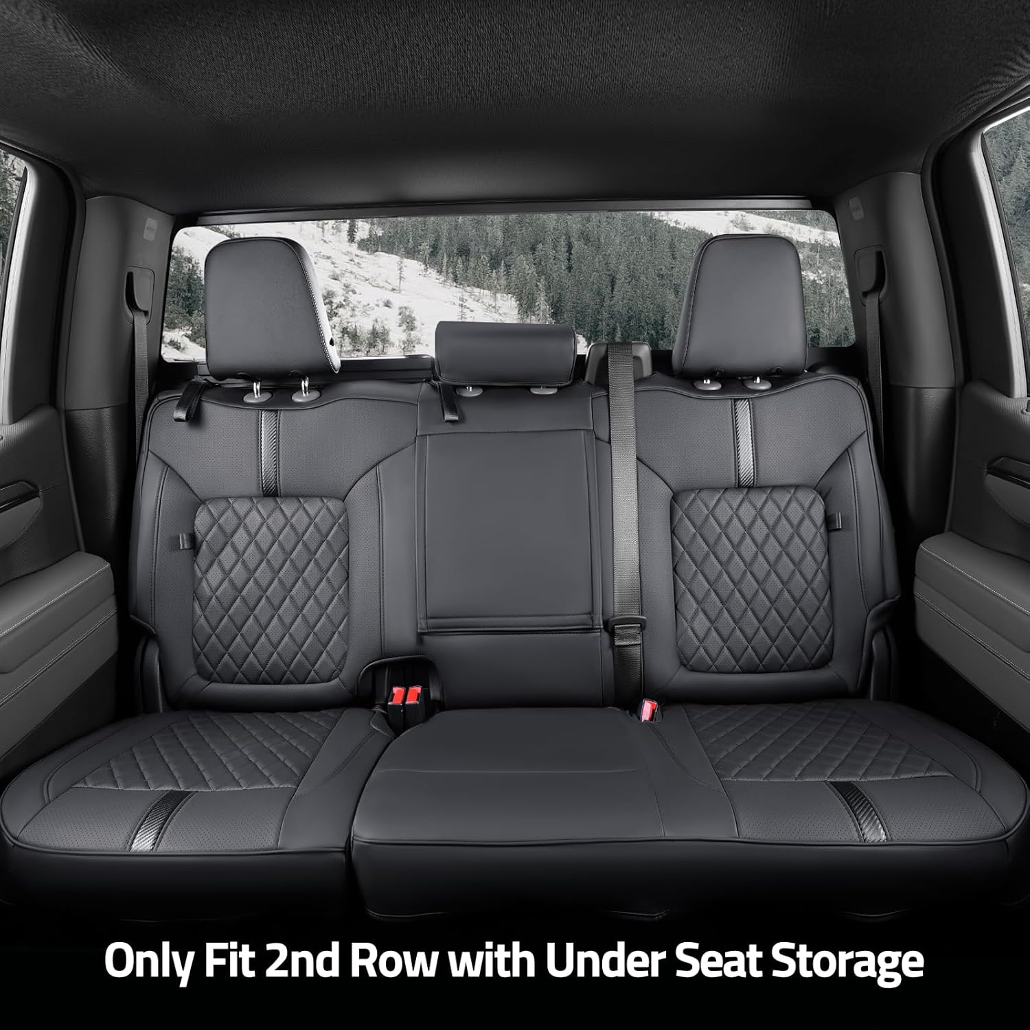 Weatherward for 2019-2025 Chevy Silverado Seat Covers/Gmc Sierra Seat Covers, 2024 2025 Chevy Silverado 1500 Accessories, 2024 2025 GMC Sierra 1500 Accessories, Black, Fit 2Nd Row Seatback Storage image number 1
