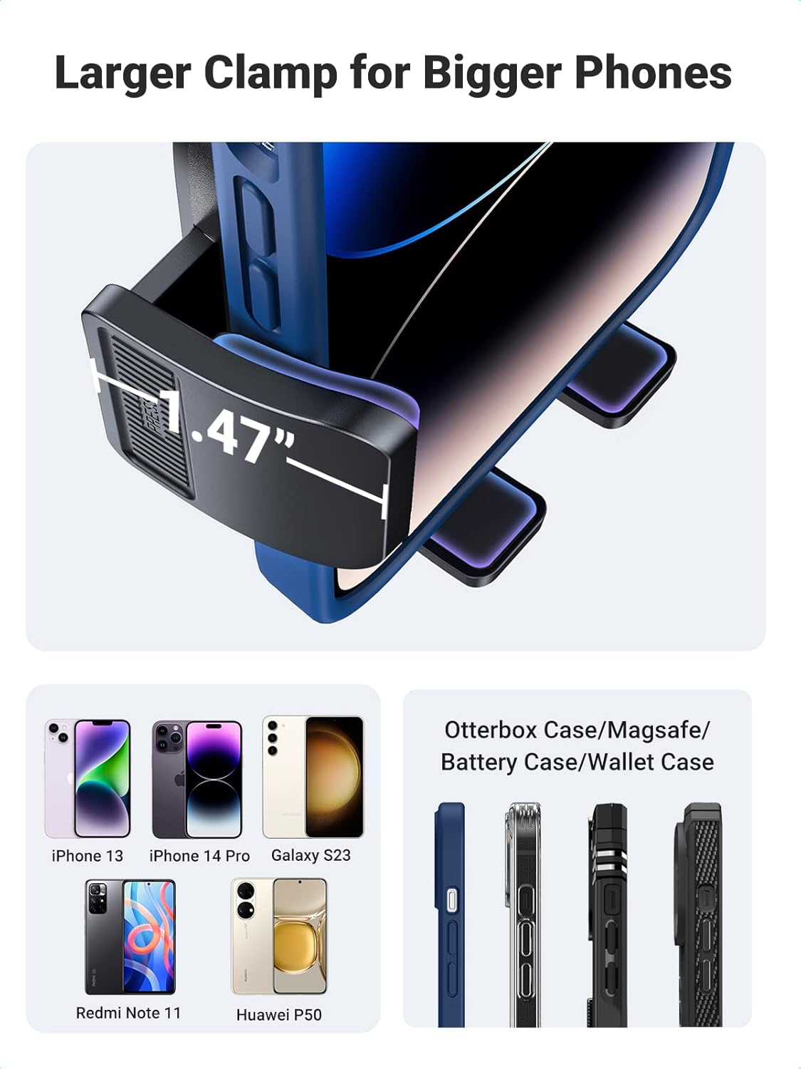 UGREEN 2 in 1 Car Phone Holder Mount for Dashboard Windshield Air Vent, Universal Cradle, Strong Suction Cup, Compatible with Iphone 16 Pro Max, Galaxy S24 Ultra image number 3