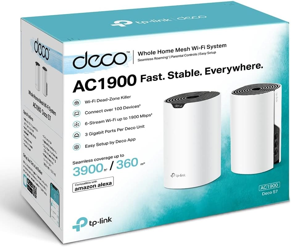 Tp-Link Deco AC1900 Whole Home Mesh Wi-Fi System, Connect 100+ Devices, Seamless Roaming, Full Gigabit Ports, MU-MIMO, Parental Controls, Easy Setup, Compatible with Starlink (Deco S7(2-Pack)) image number 5