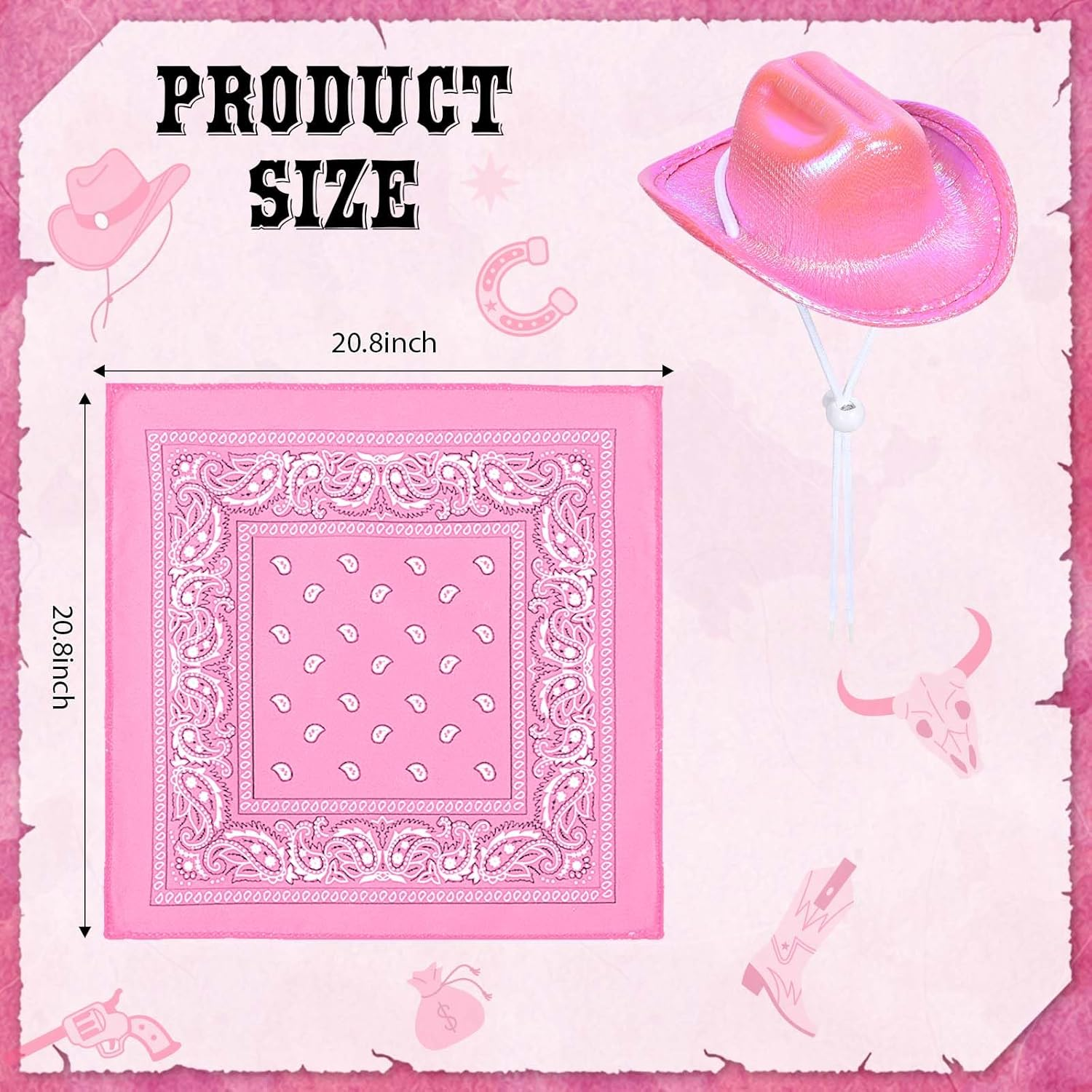 GANSHAYA Pink Porch Goose Outfits with Shiny Western Cowboy Hat for 23"/ 17'' Cement Goose Statue, Goose Clothes Outdoor Lawn Decor image number 5