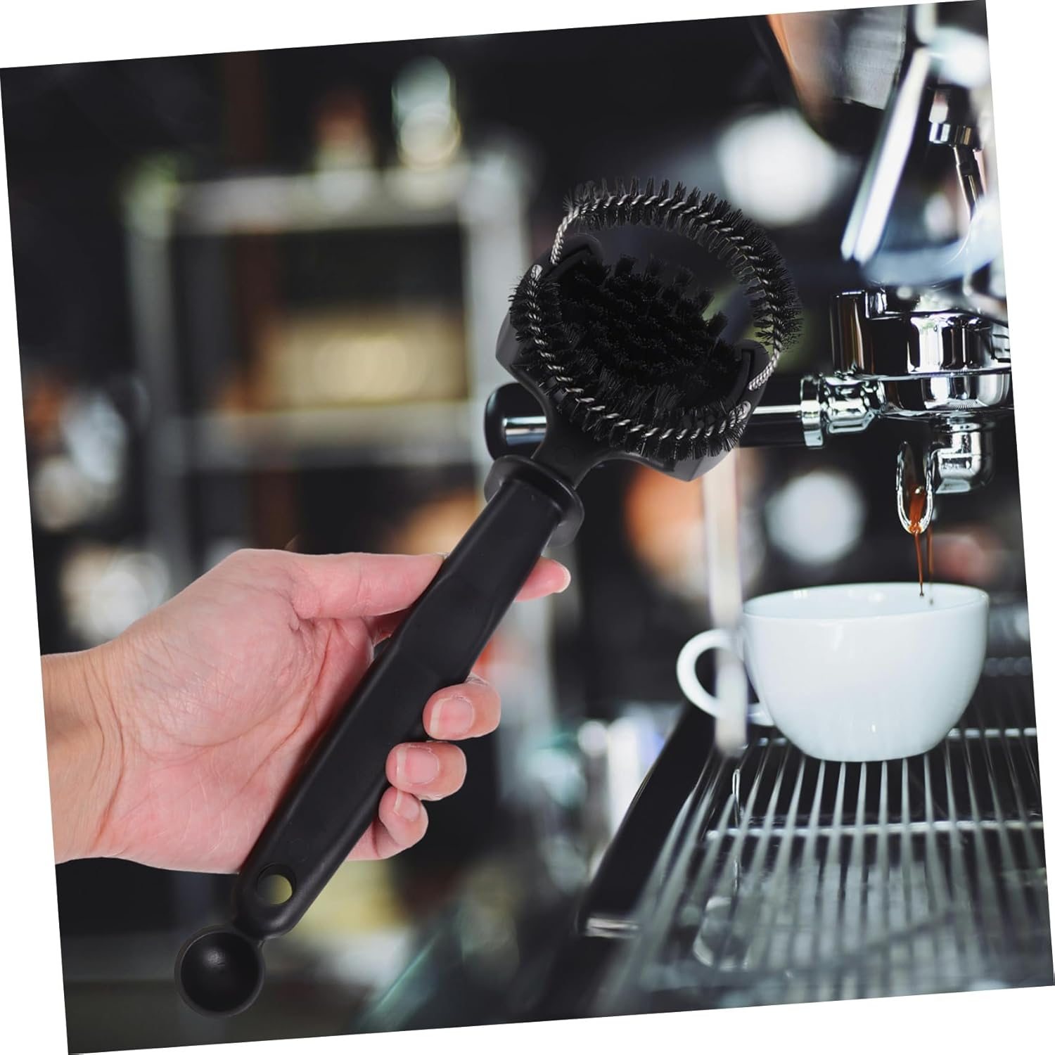 Cabilock Detachable Bristles Coffee Machine Group Head Brush with Spoon Comfortable Handle Espresso Cleaning Tool for Grinds and Debris Removal Fine Craftsmanship for Espresso Cappuccino image number 4