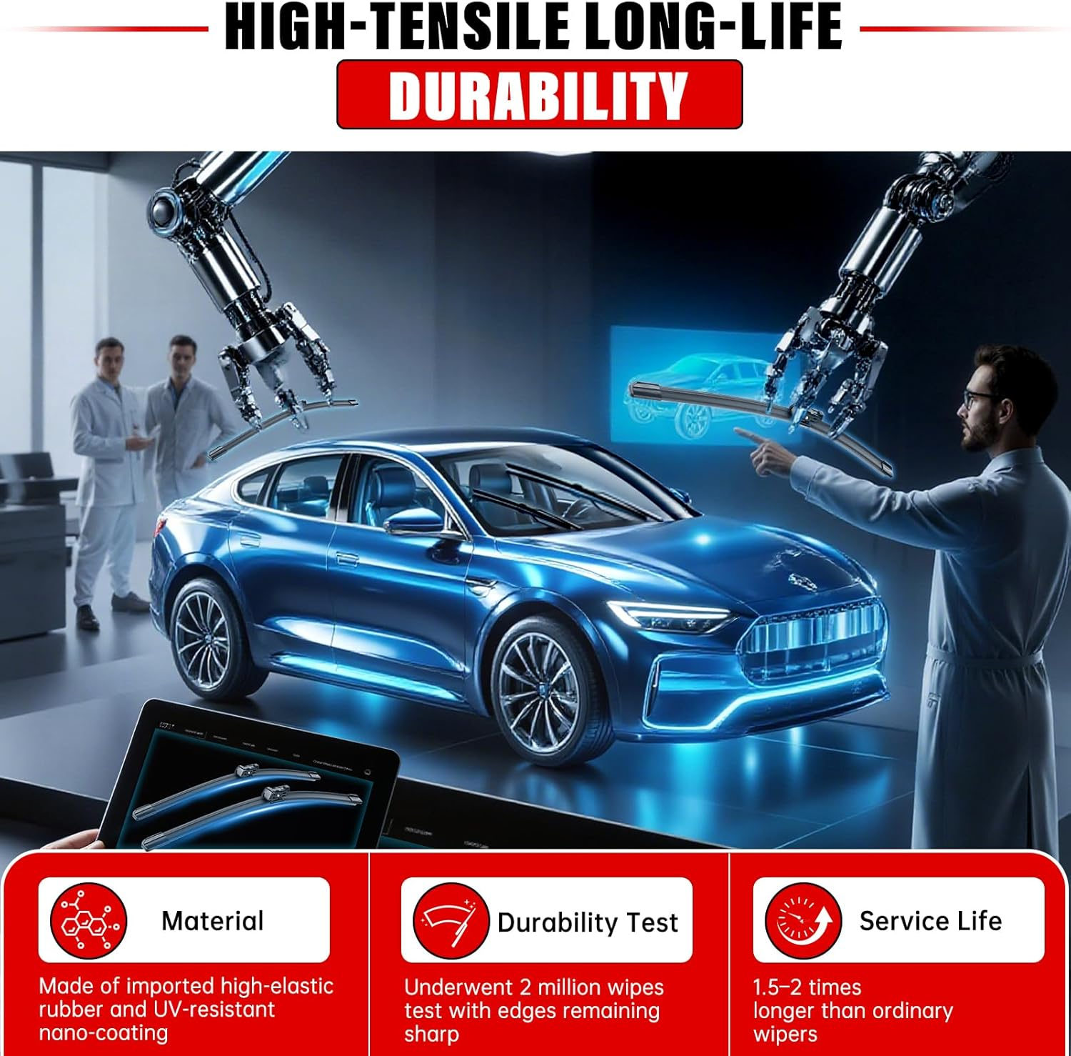 Windshield Wiper Blade Set Replacement for 2012-2016 Honda CRV CR-V and Rear Windshield Wiper Blade 26'' 16'' 13''-(Set of 3) U/J Hook image number 1