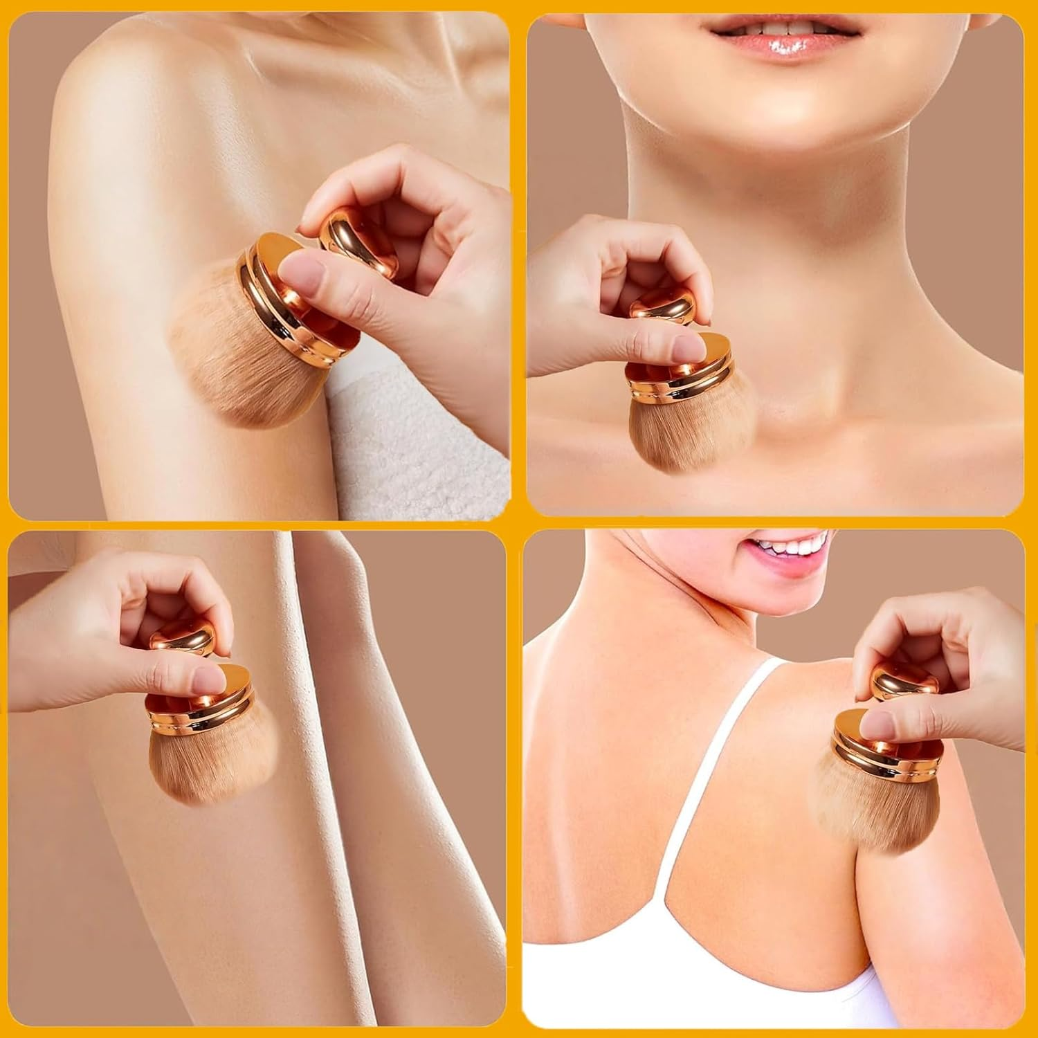 Rylaxzon Extra Large Body Self Tanner Powder Brush, Blush Brush and Makeup Brush - Soft Dense Foundation and Body Brush for Full Coverage, Buffing, Blending and Contouring (Black) image number 1