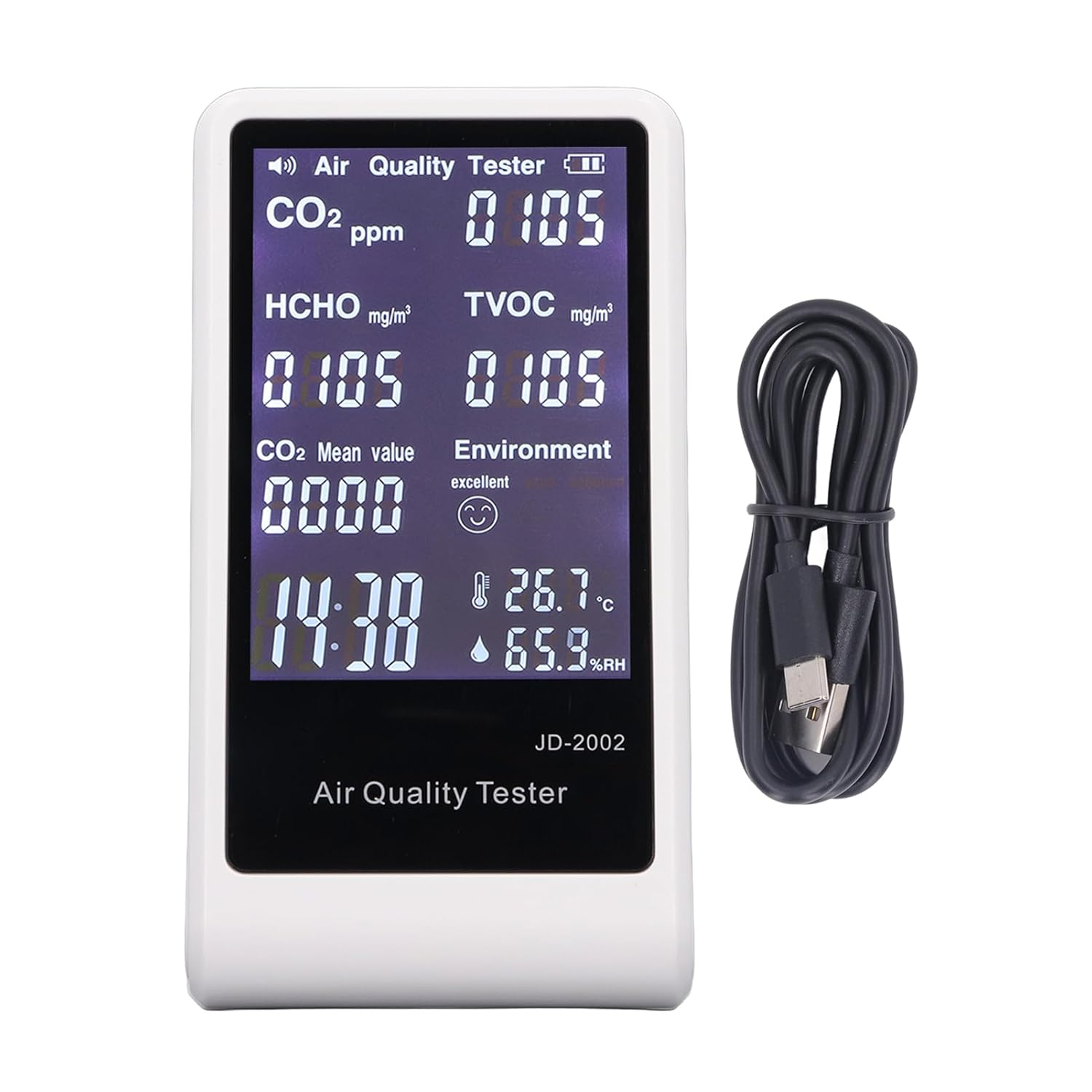 7-In- Quality with Auto Alarm & HD Display | CO2, TVOC Detector for Home, Office, Indoor image number 4