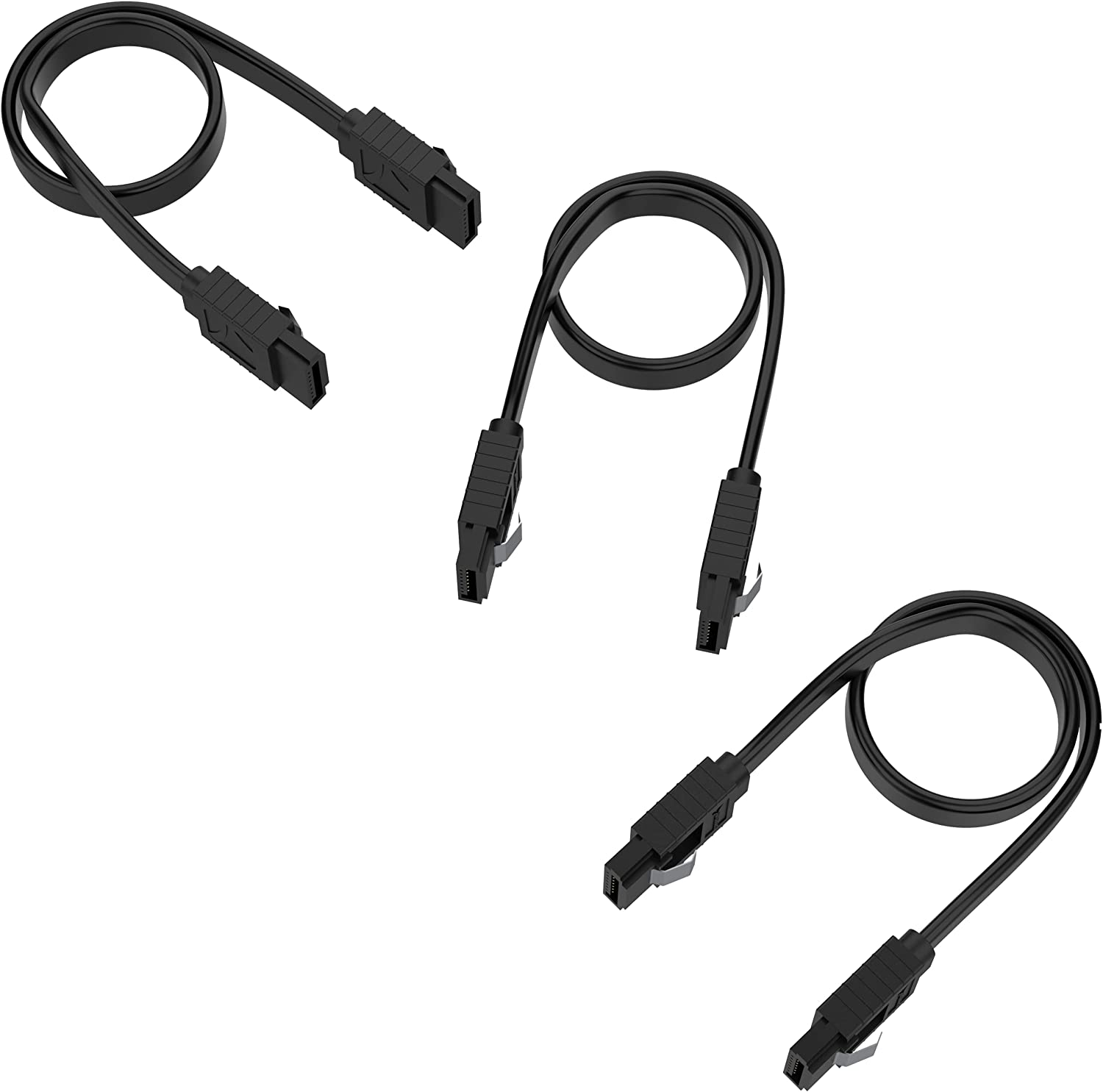 SABRENT SATA III (6 Gbit/S) Straight Data Cable with Locking Latch for HDD/SSD/CD and DVD Drives (3 Pack - 20-Inch) in Black (CB-SFK3) image number 4