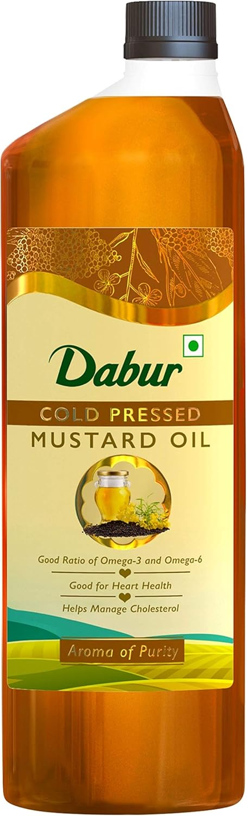 Dabur Cold Pressed Mustard Oil 1L | Healthy Cooking Oil | Goodness of Omega 3 & 6 | Perfect Blend of Health, Taste & Aroma image number 3
