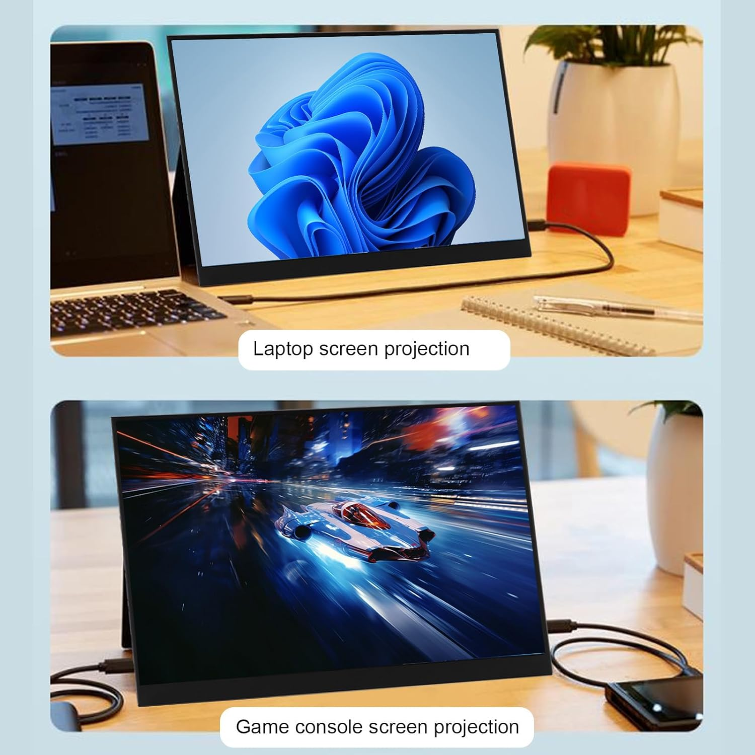 11 Inch Portable Monitor, FHD 2160X1440 USB C Computer Display, HDR IPS Gaming Monitor with Dual Speaker & 3.5Mm Port, External Monitor for Laptop/Pc/Phone/Ios Tablets (Without image number 6