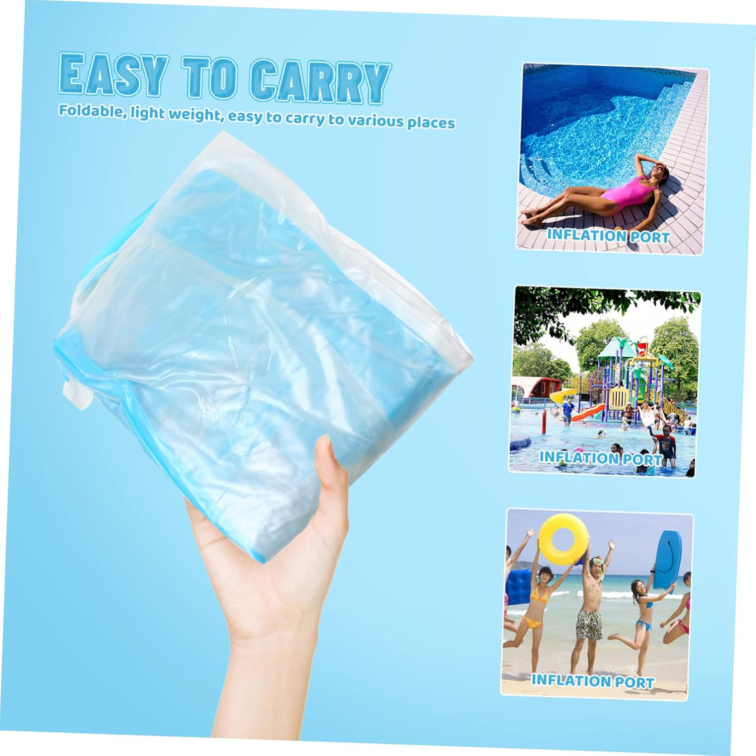 PVC Floating Bed Pool Party Must-Have Portable Mat Beach Lounger Safety First image number 3