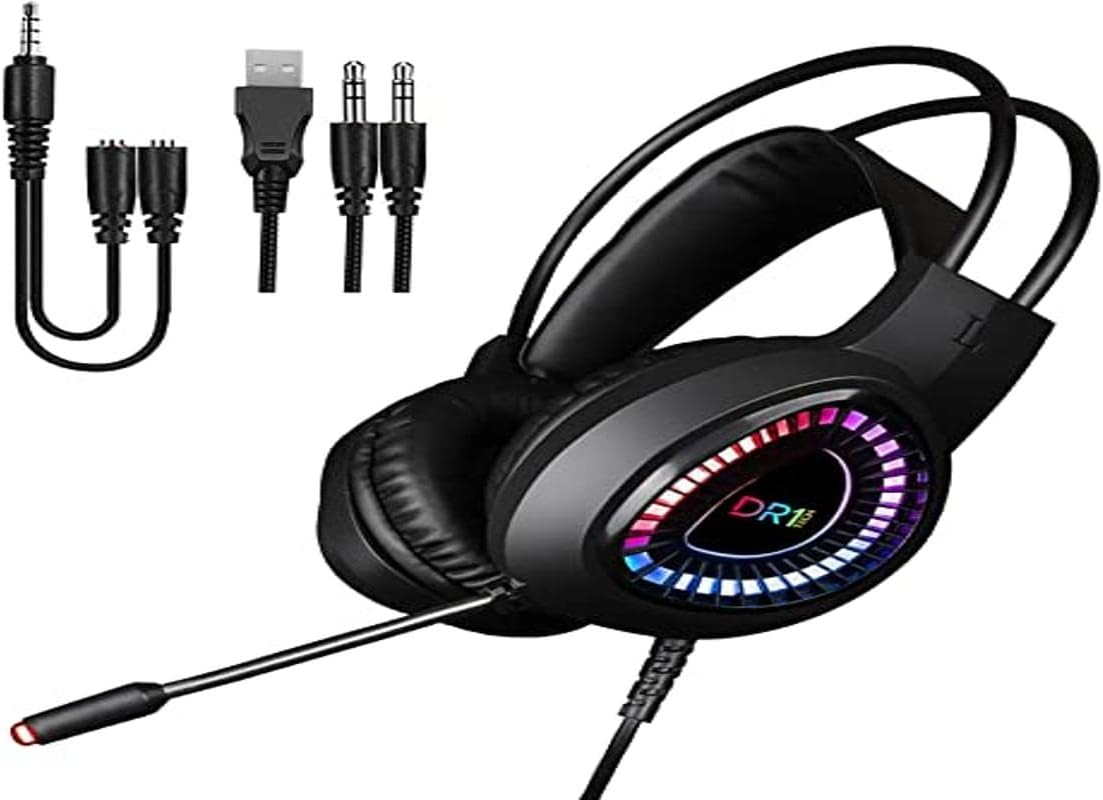 DR1TECH Blackjack+ Gaming Headphones with Cable and Microphone for PS5 Console [3D Audio], PS4, Xbox and Smartphone - 40 Mm over Ear Headphones Driver with Audio Stereo (Full Immersion) image number 1