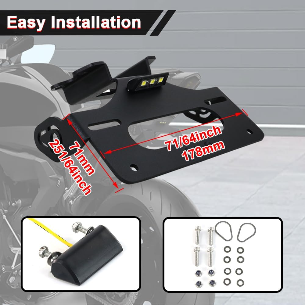 Xitomer Tail Tidy Fit for MT-07 FZ-07 2021-2024, YZF-R7 2021-2025 Fender Eliminator Bracket with LED License Plate Light for OEM &Aftermarket Turn Signal image number 3