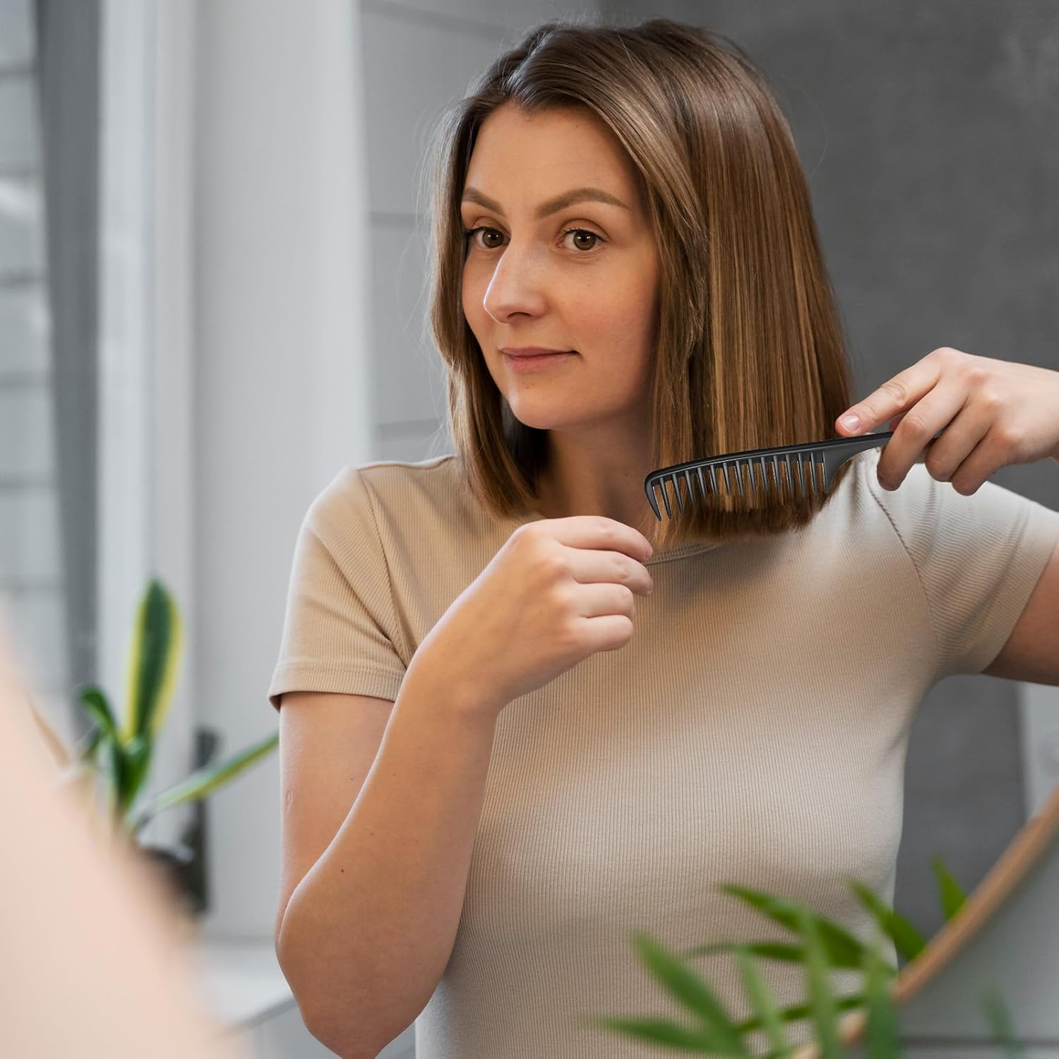 Wide Tooth Rat Tail Comb Set for Sectioning Styling Heat Resistant and Anti-Static Hair Detangling Combs for All Hair Types 3 Pcs image number 6