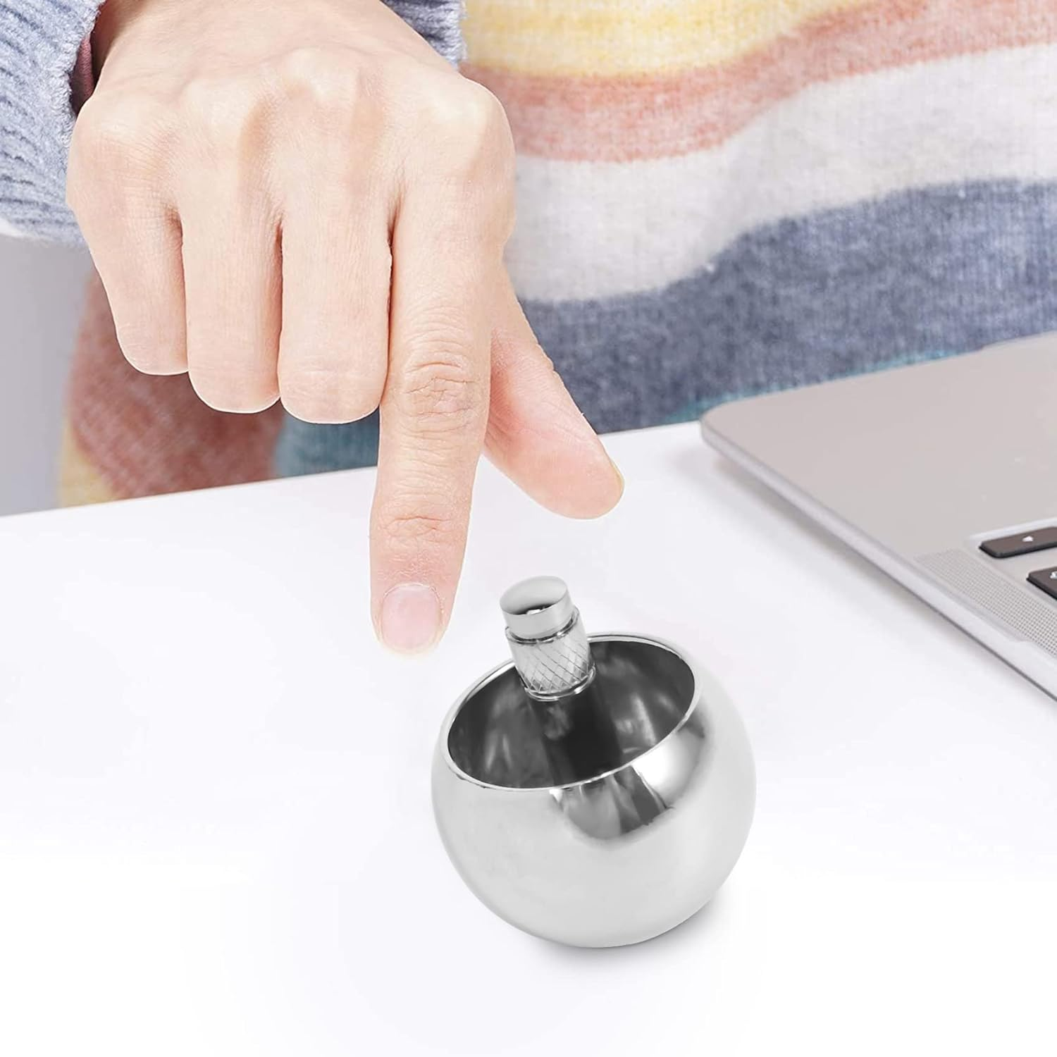 Gyorwst Tippe Top Metal Flip over Top Stainless Steel Top Amazing Toy, Silver image number 3