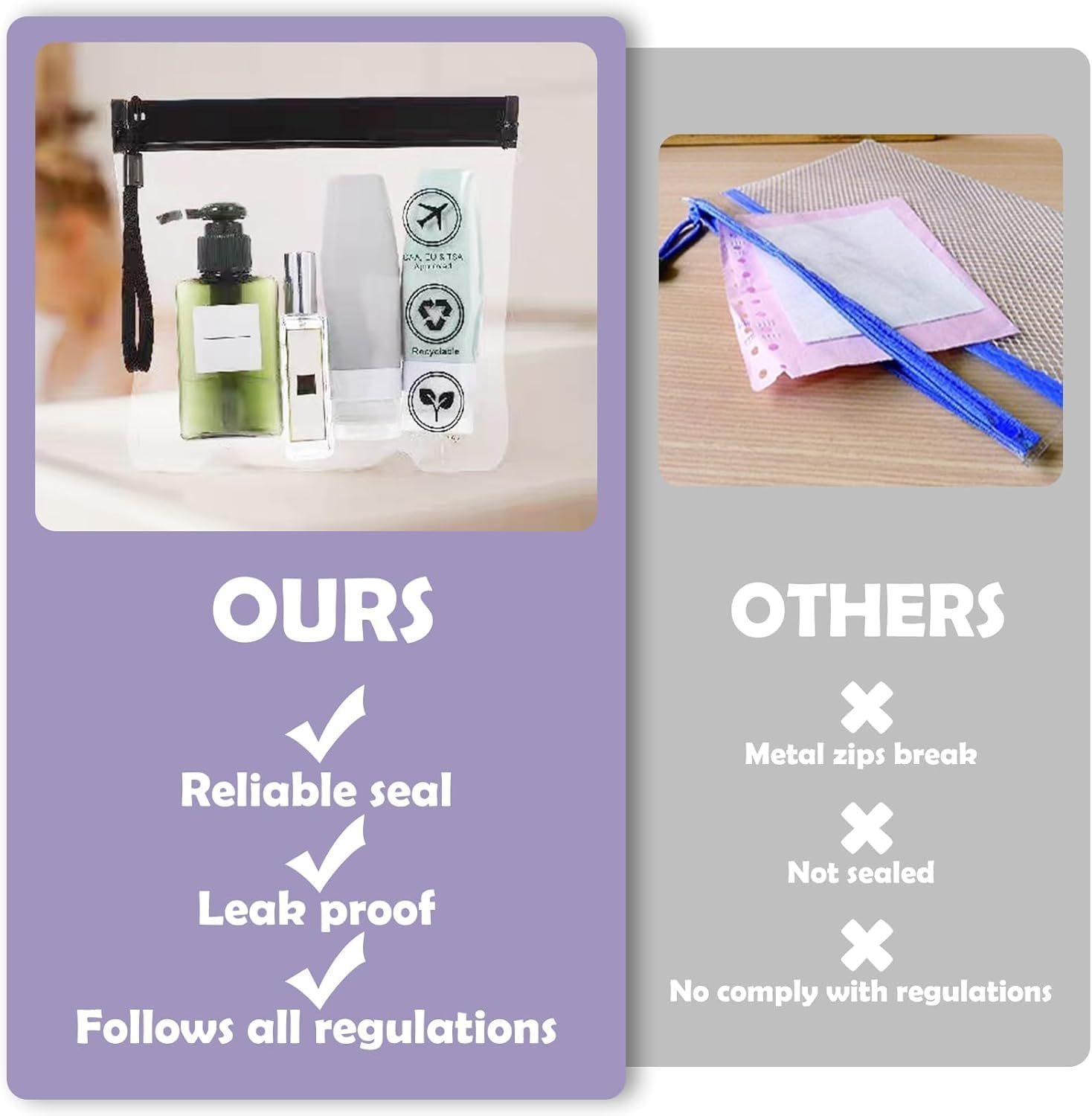 Travel Essentials,8 Pack Clear Travel Toiletry Bag - Airport Security Liquids Bags Pouches, Airport Liquid Bag TSA Approved, Travel Accessories Makeup Bags Holiday Essentials Luggage for Men Women image number 2