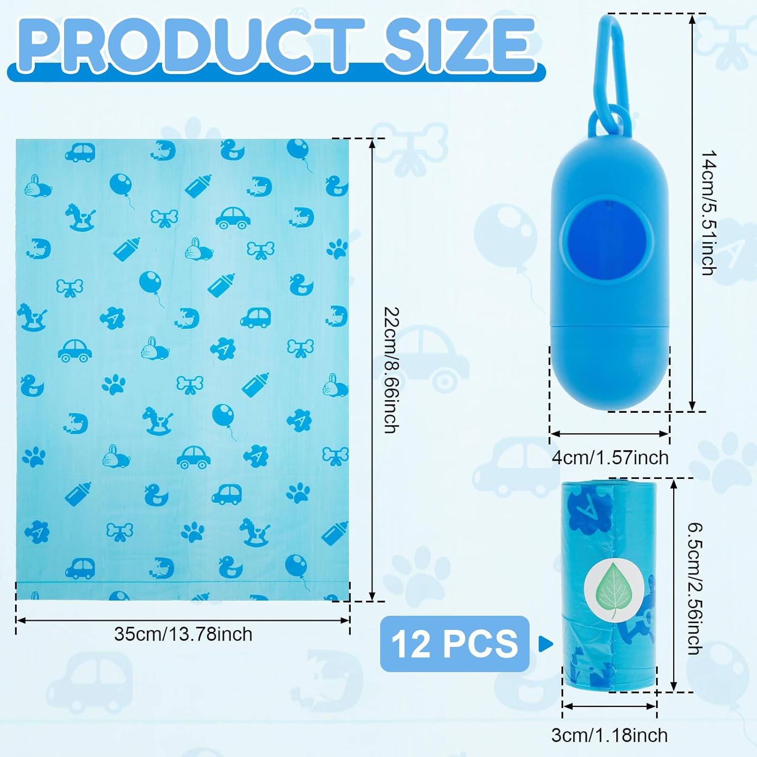 Diaper Bags, 12/16 Rolls, Leakproof, Tear Resistant, Baby Waste & Animal Waste, 180 Bags, Unscented, 1 Count image number 6