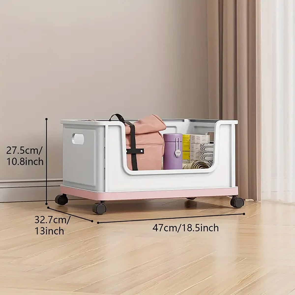 AIMALL Stackable under Desk Book Cart with Wheels, Durable PP Book Storage Box, 18.5X13X10.8 Inches, Smooth Rolling Mobile Book Basket for Classroom and Office Use image number 1