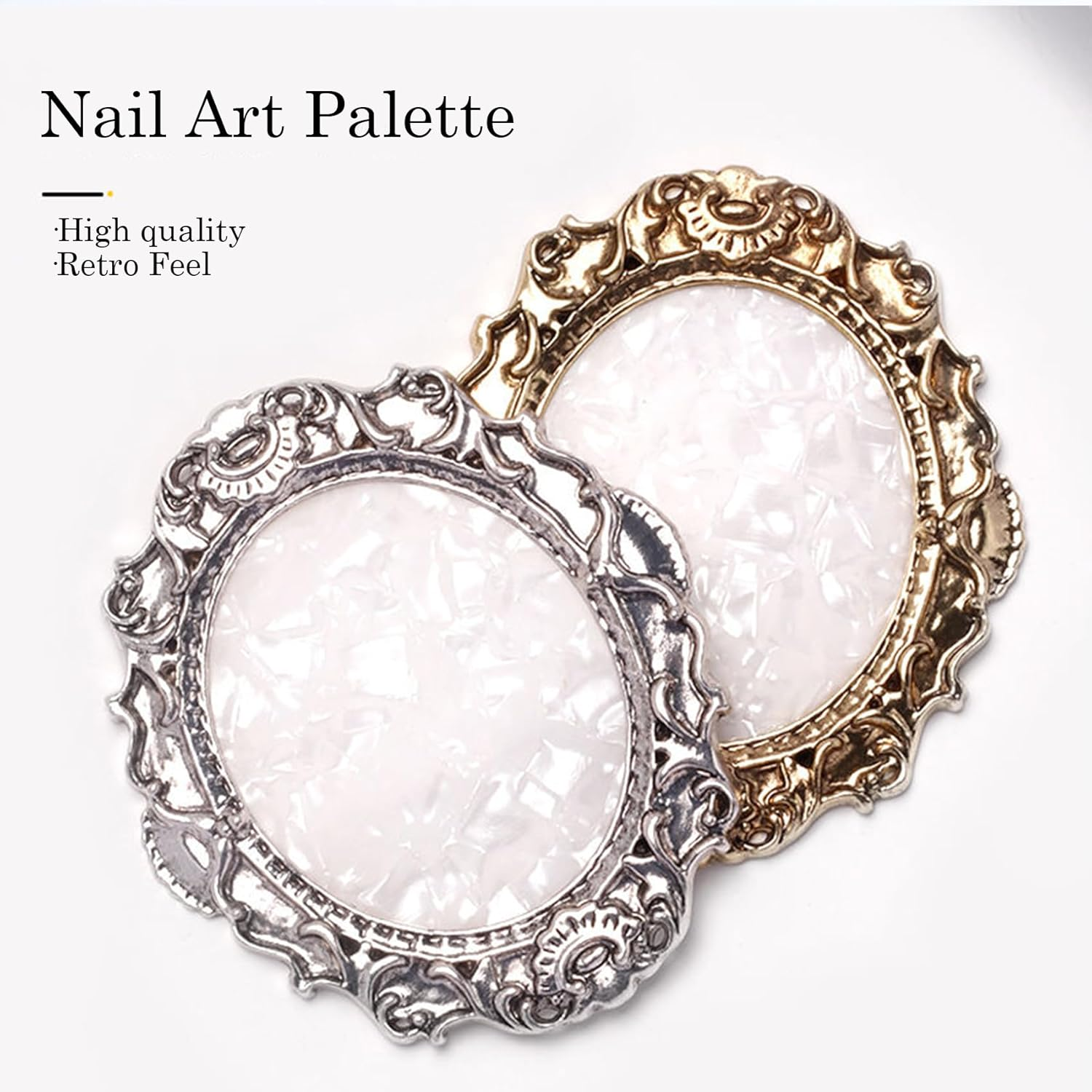 Nail Art Plate, 2 Pcs Nail Mixing Palette Polish Color Mixing Plate Nail Holder Nail Art Display Board, Nail Art Display Tools Photography Props(Sliver) image number 5