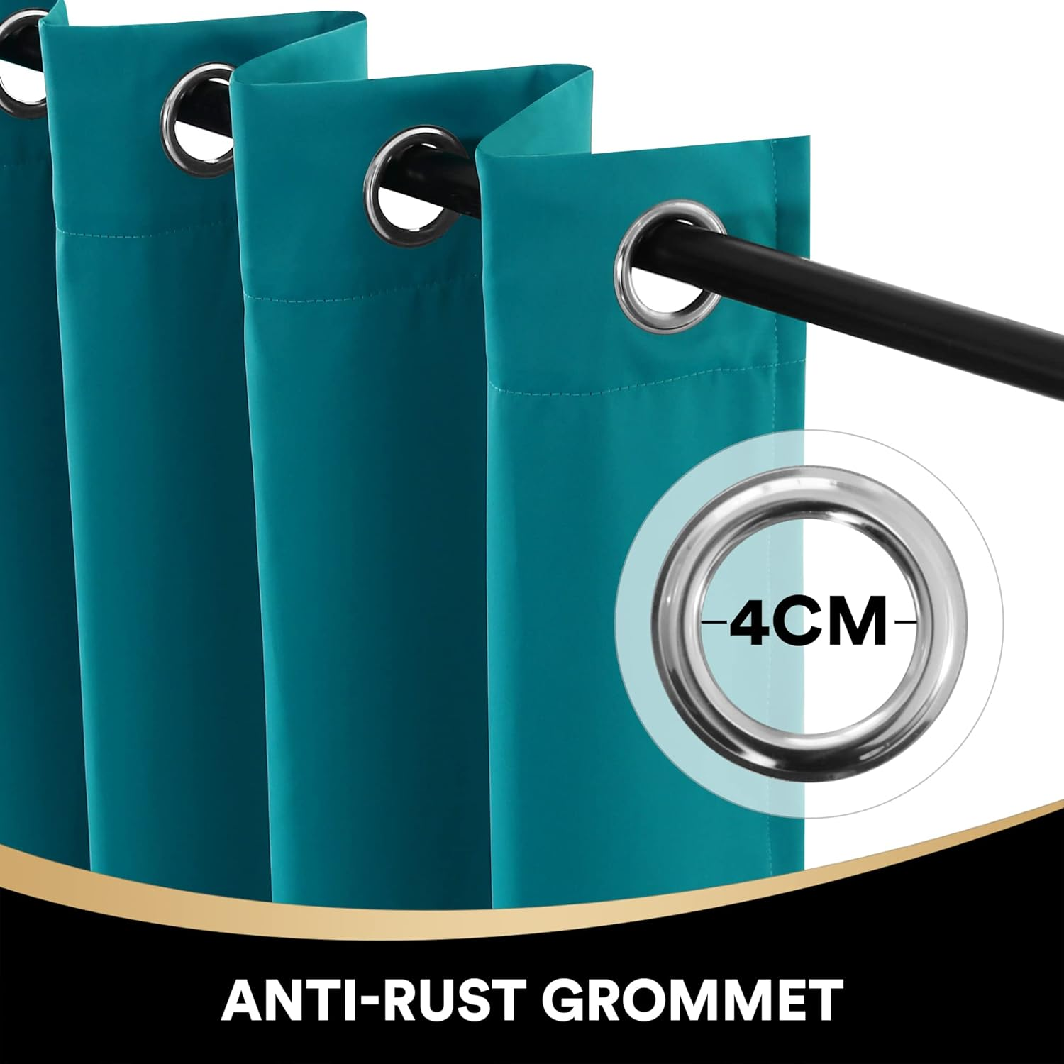 Princedeco Blackout Curtains Thermal Insulated & Warm Protecting,100% Light Blocking Grommet Window Drapes Eyelet Curtains for Bedroom & Living Room Set of 2 Panels W132Cm X D213Cm Turquoise Blue image number 2