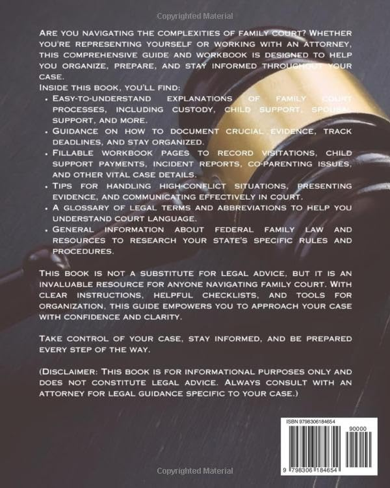 The Family Court Workbook: a Pratical Guide for Parents Navigating Divorce, Custody, Visitation and Support