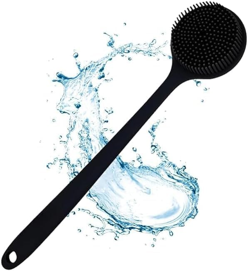 Long Handle Shower Brush, Silicone Back Scrubber with Non-Slip Grip, 2-Sided Exfoliation and Massage for Hard to Reach Areas image number 3