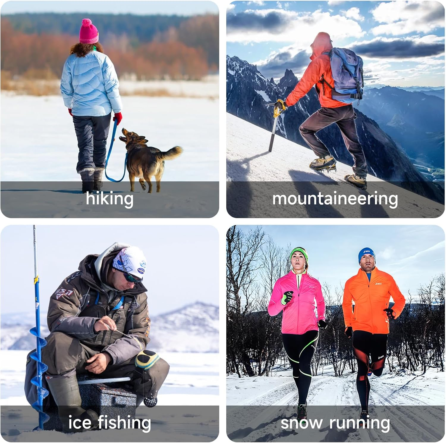 KOMCLUB Crampons Ice Cleats for Snow Boots and Shoes Traction Grips Women Men anti Slip 19 Stainless Steel Spikes Safe Protect for Hiking Walking Fishing Climbing Mountaineering Jogging L/XL image number 5